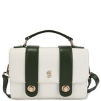 Montana Premium Genuine Leather Crossbody Bag for Women | Off White & Olive Leather Handbag