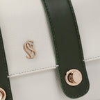 Montana Premium Genuine Leather Crossbody Bag for Women | Off White & Olive Leather Handbag