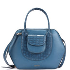 Lyla Premium Genuine Leather Tote Bag for Women | Vintage Blue Croc-Embossed Handbag