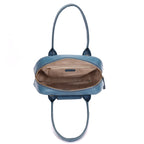 Lyla Premium Genuine Leather Tote Bag for Women | Vintage Blue Croc-Embossed Handbag