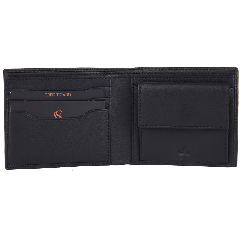 Raphael Genuine Leather Coin Pocket Wallet for Men – Premium Black Wallet