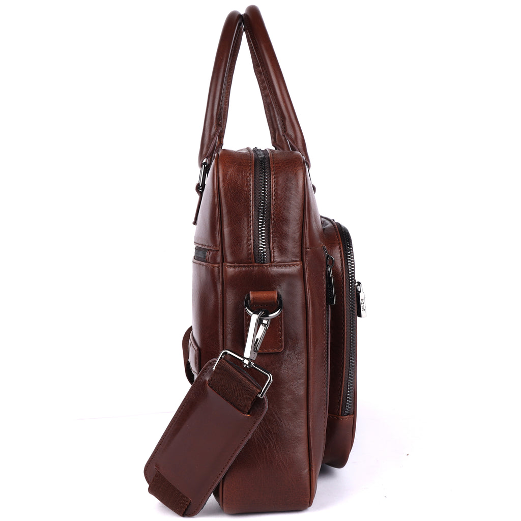 Gavino Premium Leather Briefcase Bag for Men – Tan