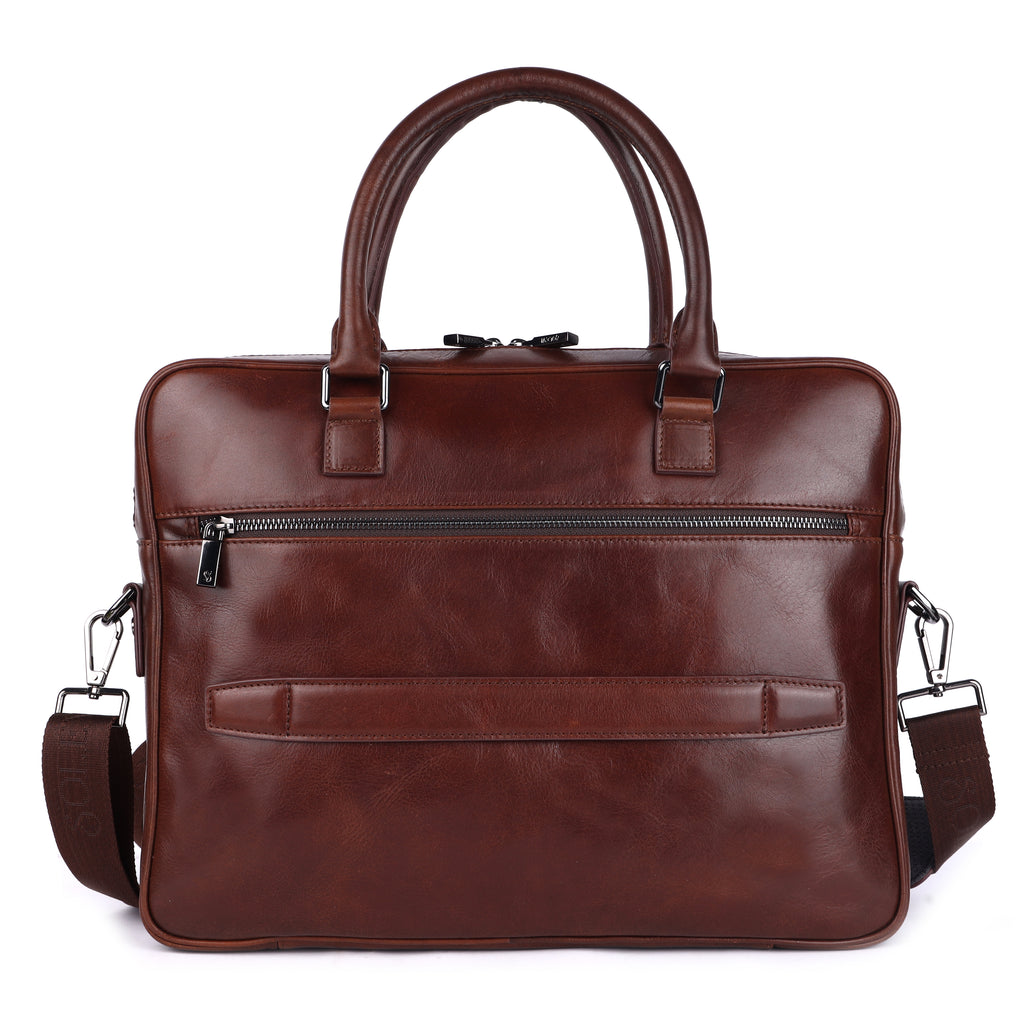 Gavino Premium Leather Briefcase Bag for Men – Tan