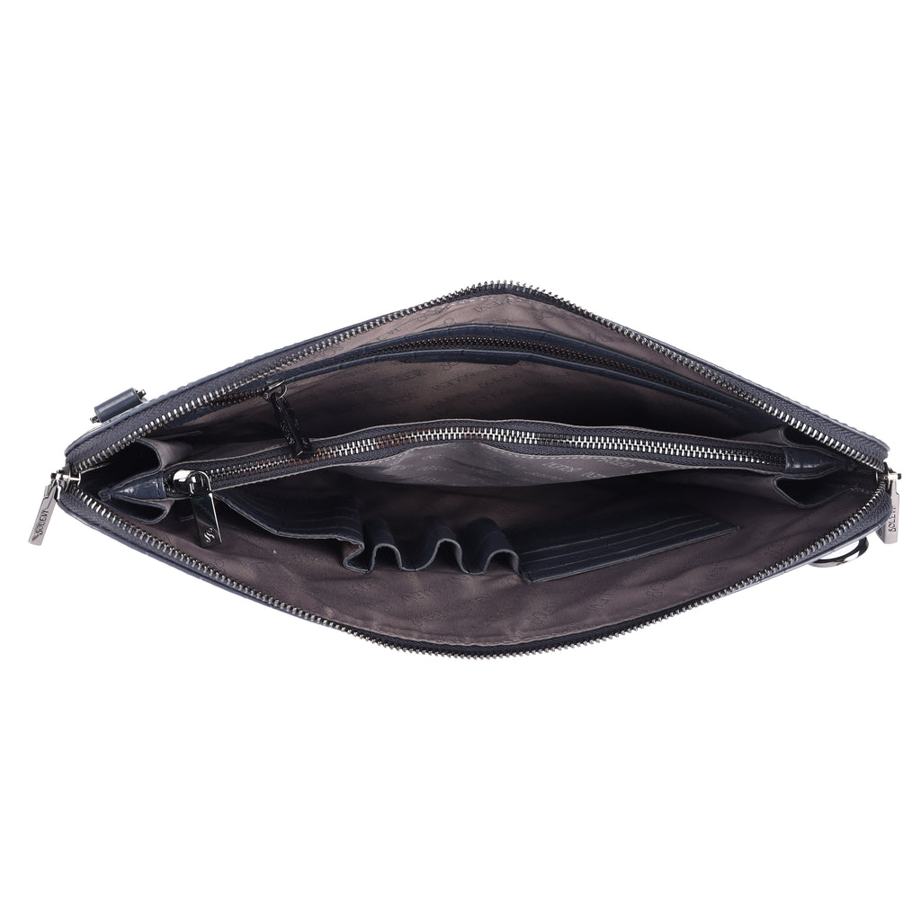 Elio Premium Leather Laptop Bag for Men – Navy