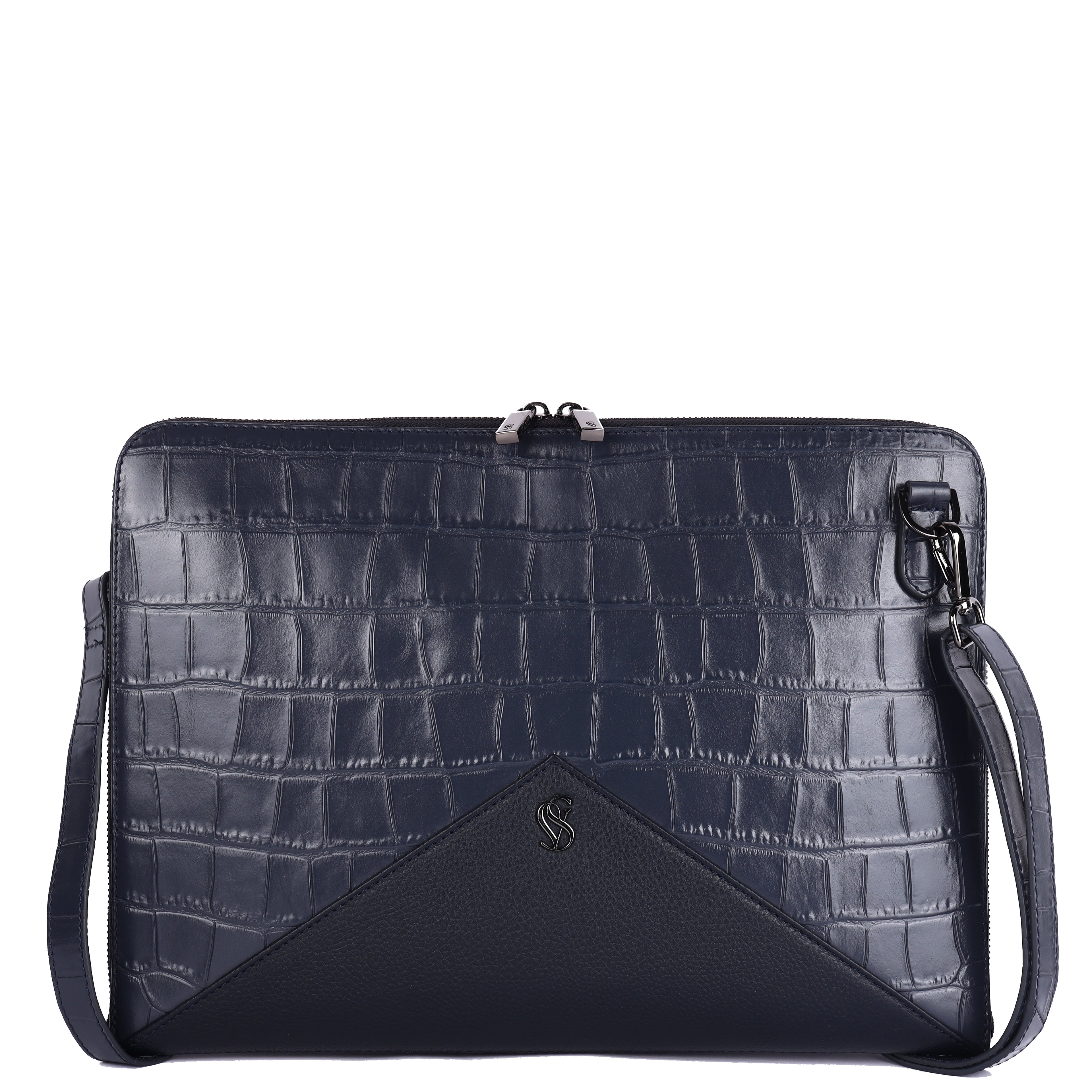 Elio Premium Leather Laptop Bag for Men – Navy