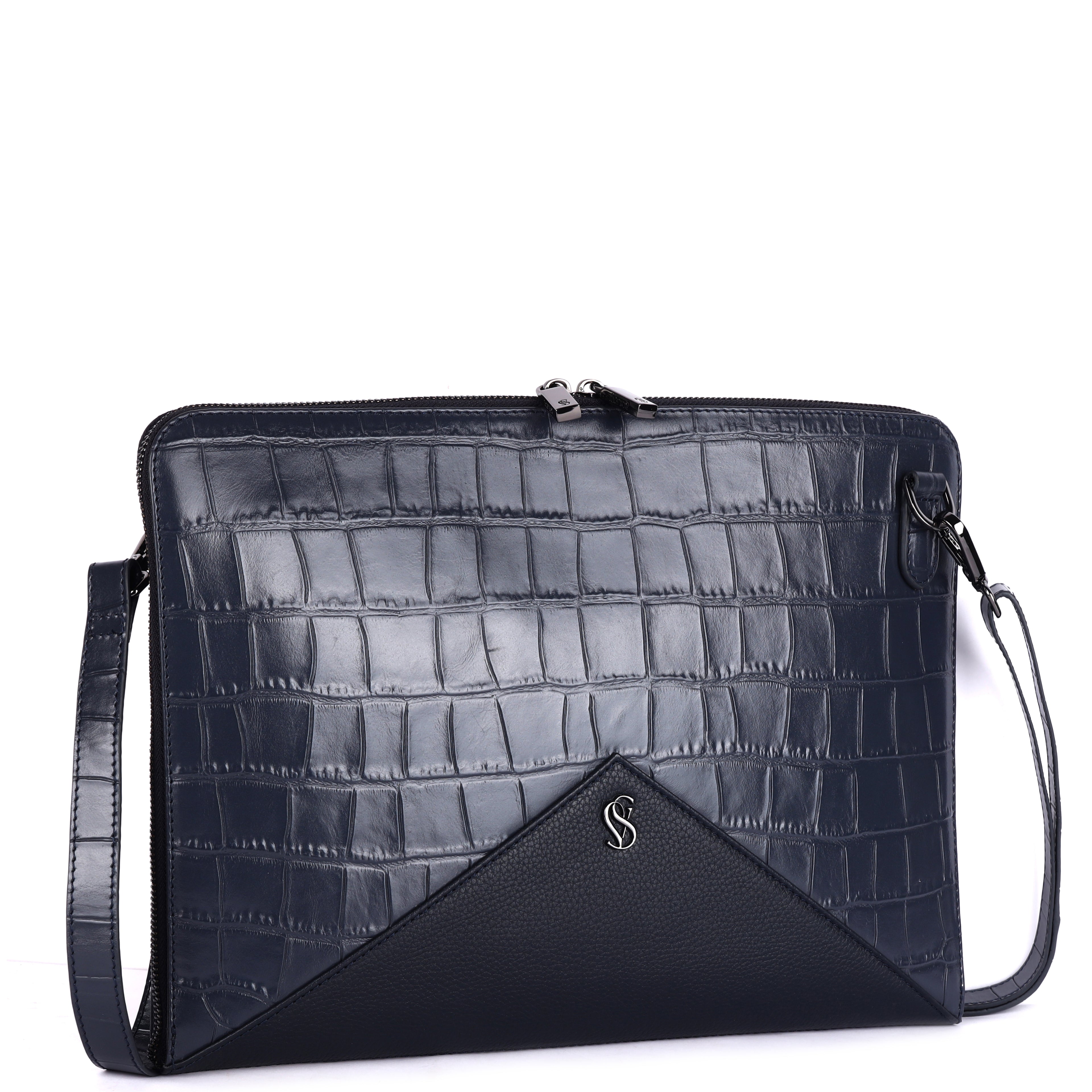 Elio Premium Leather Laptop Bag for Men – Navy