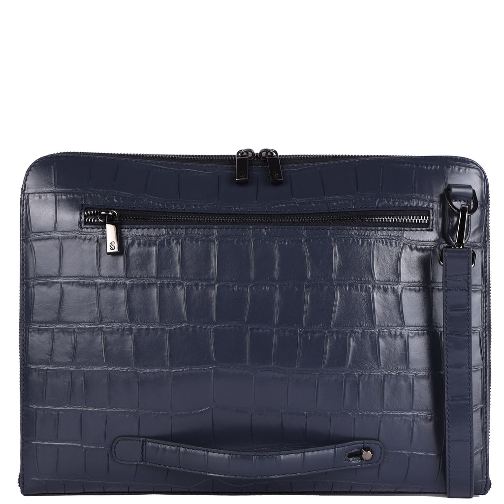 Elio Premium Leather Laptop Bag for Men – Navy