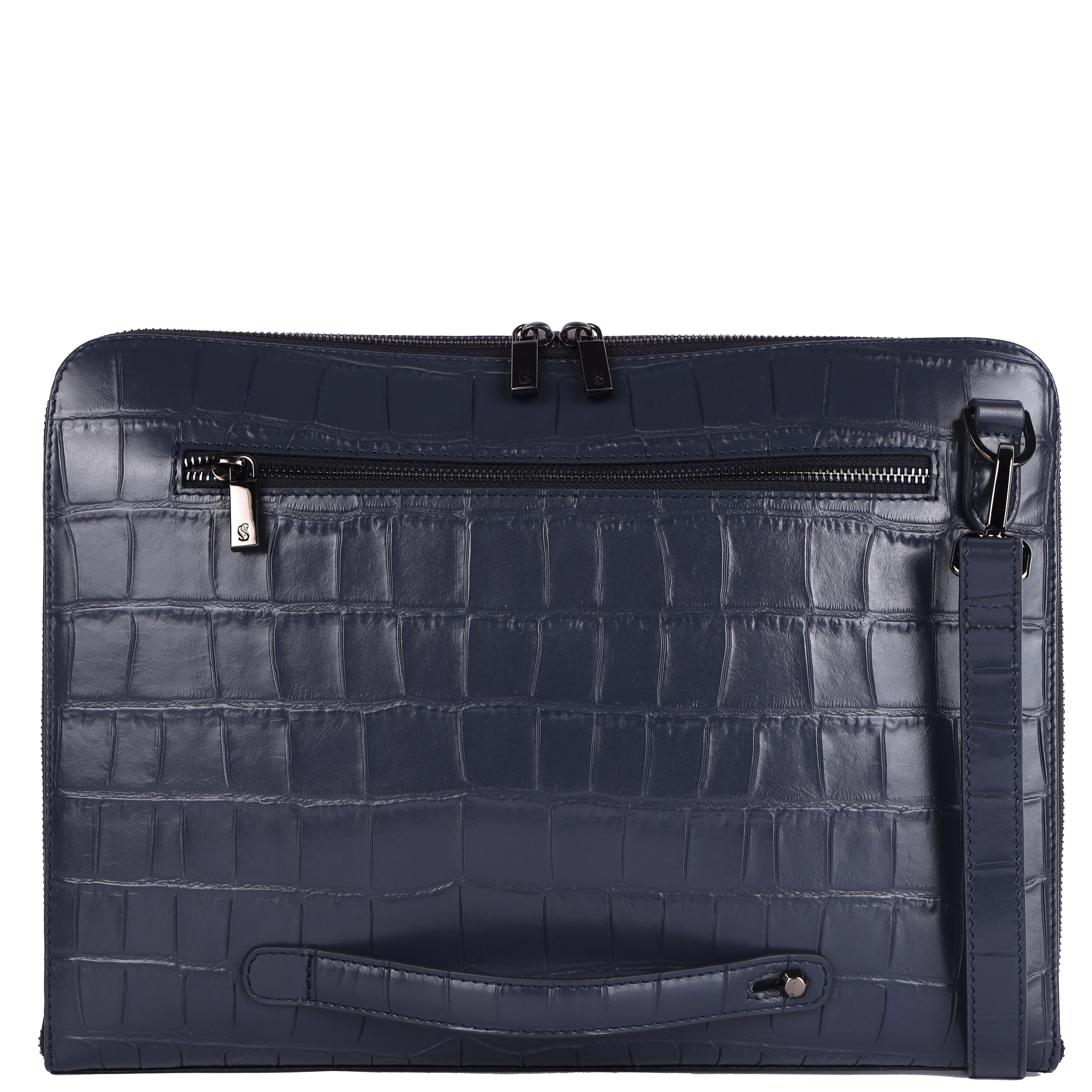 Elio Premium Leather Laptop Bag for Men – Navy