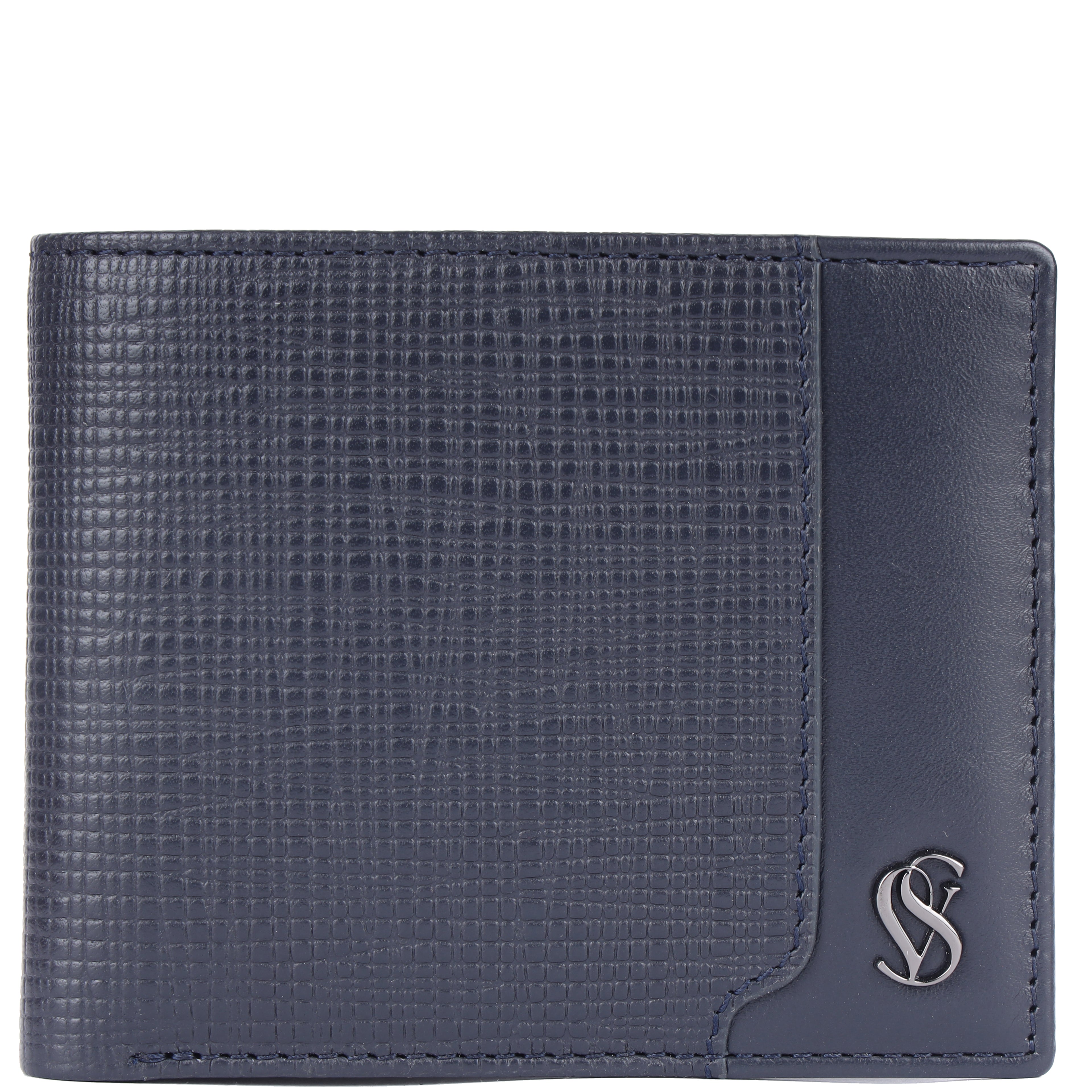 Mees Full-Grain Leather Men's Coin Pocket Wallet – Navy Lithograph