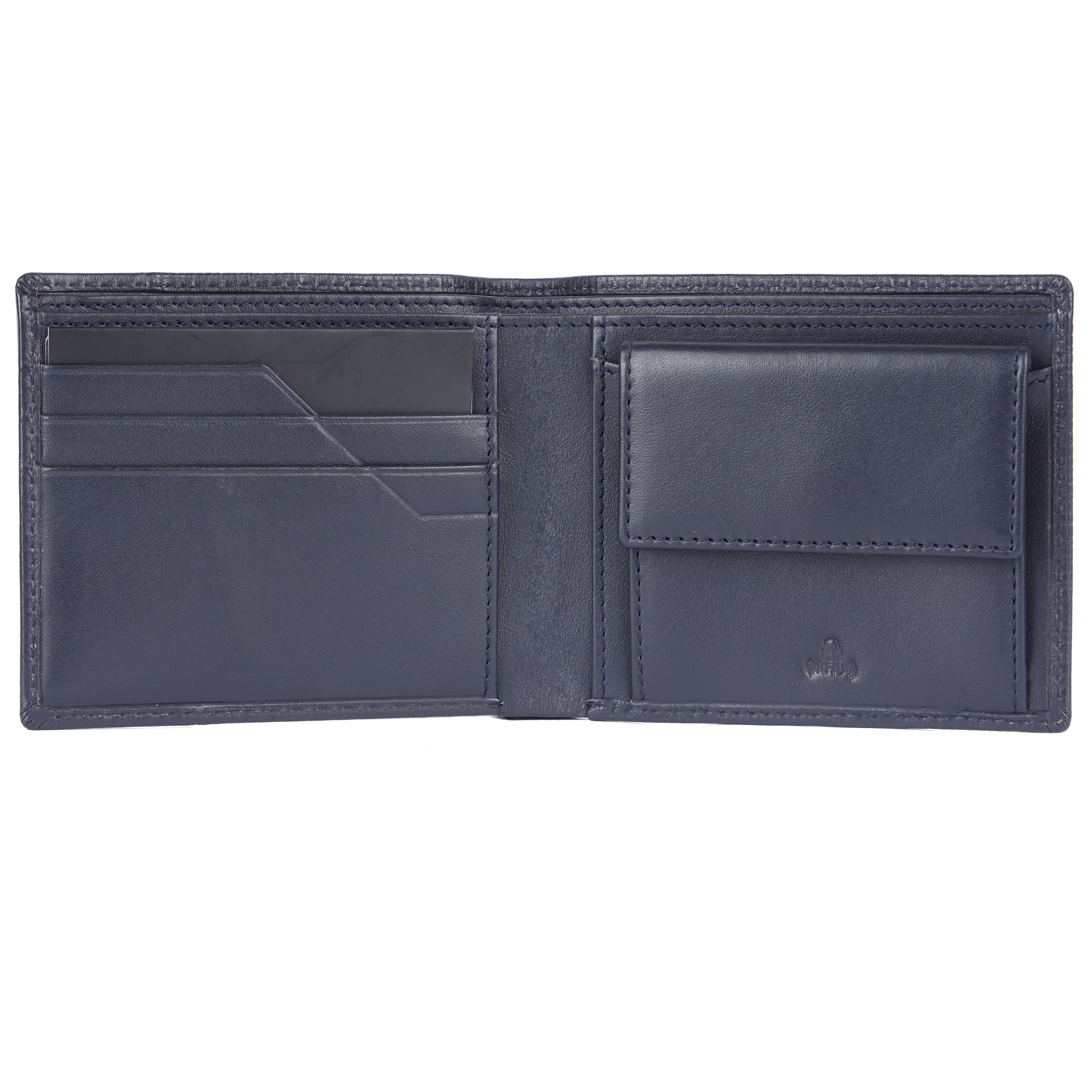 Mees Full-Grain Leather Men's Coin Pocket Wallet – Navy Lithograph