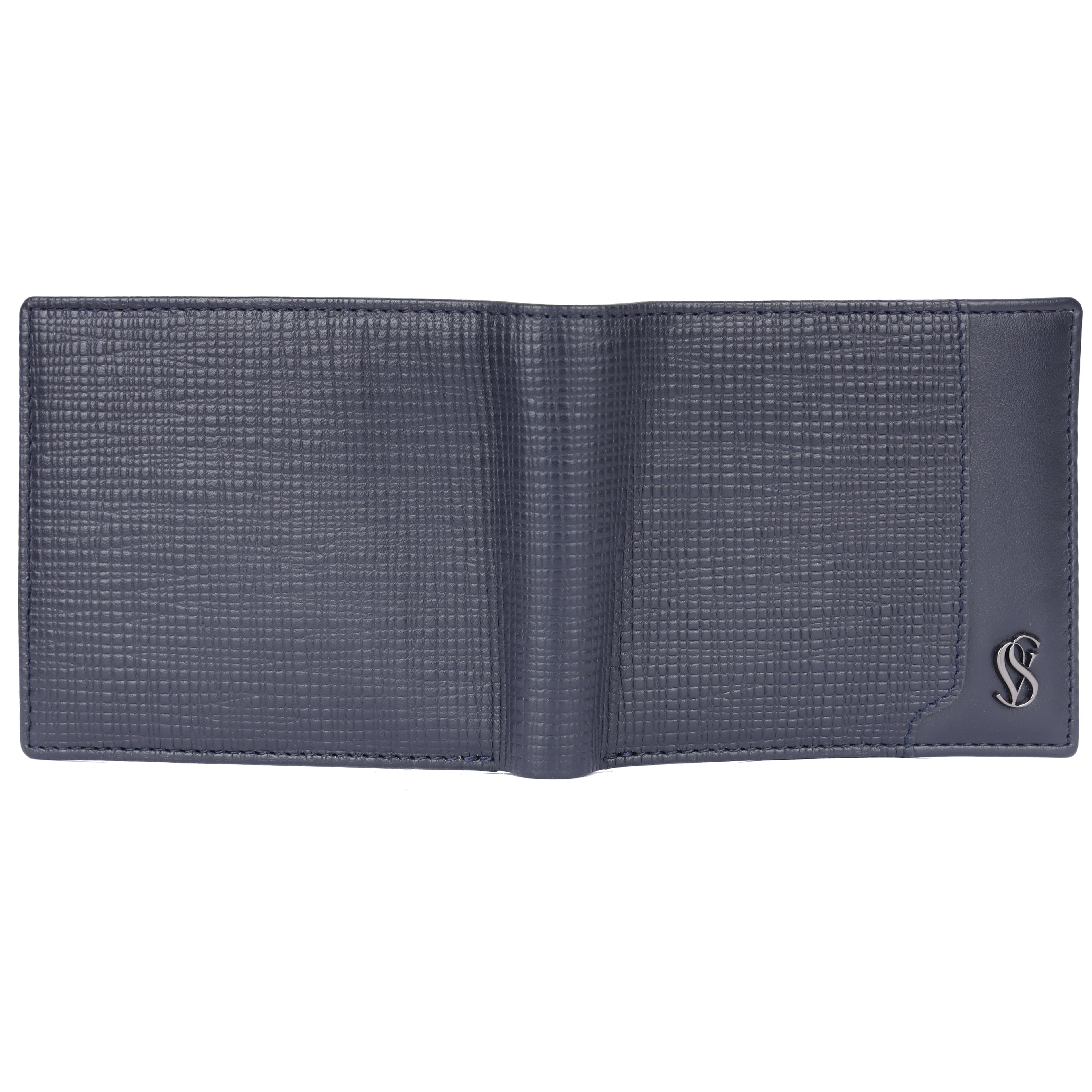 Mees Full-Grain Leather Men's Coin Pocket Wallet – Navy Lithograph