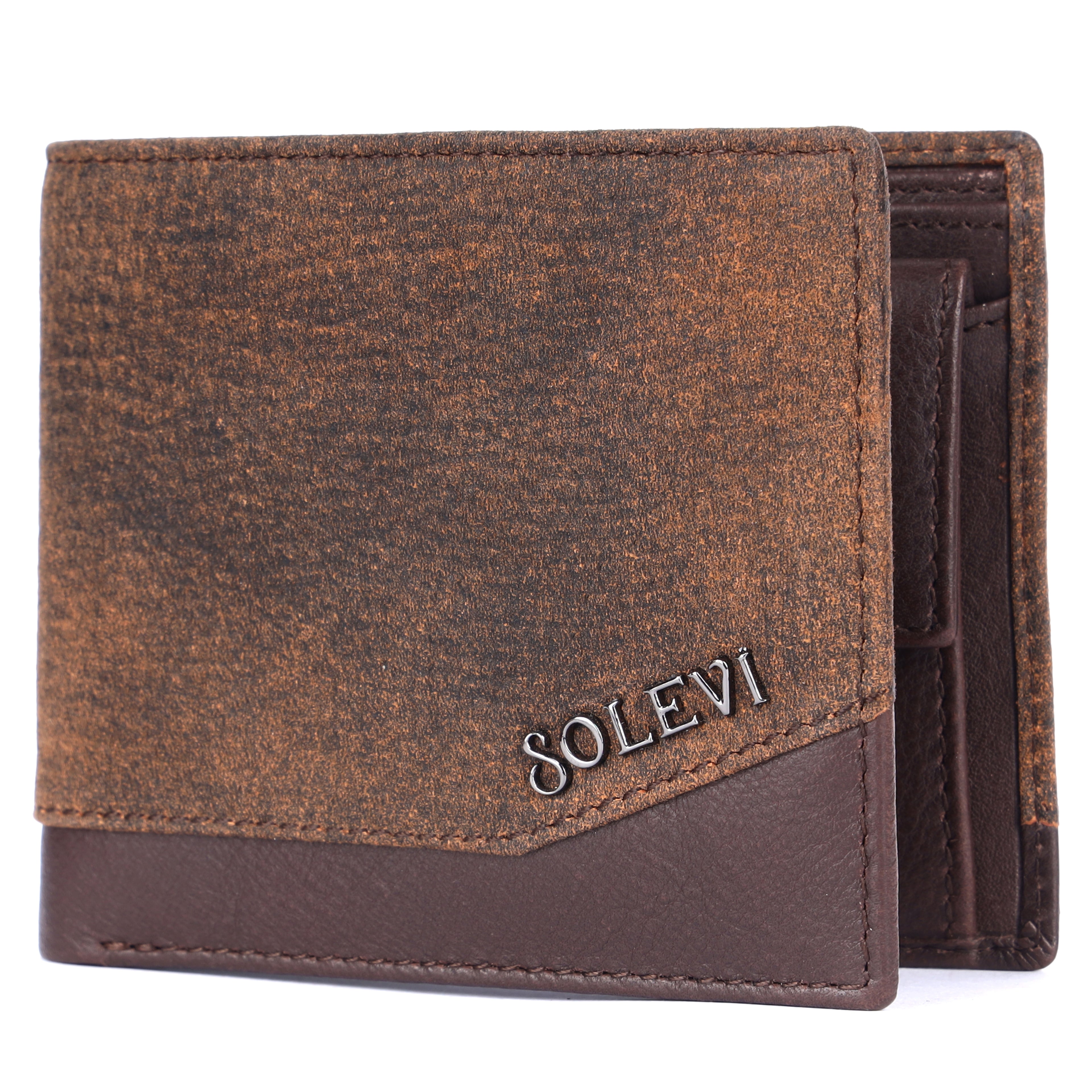 Finn Premium Genuine Leather Bi-Fold Wallet for Men with Coin Pocket - Brown