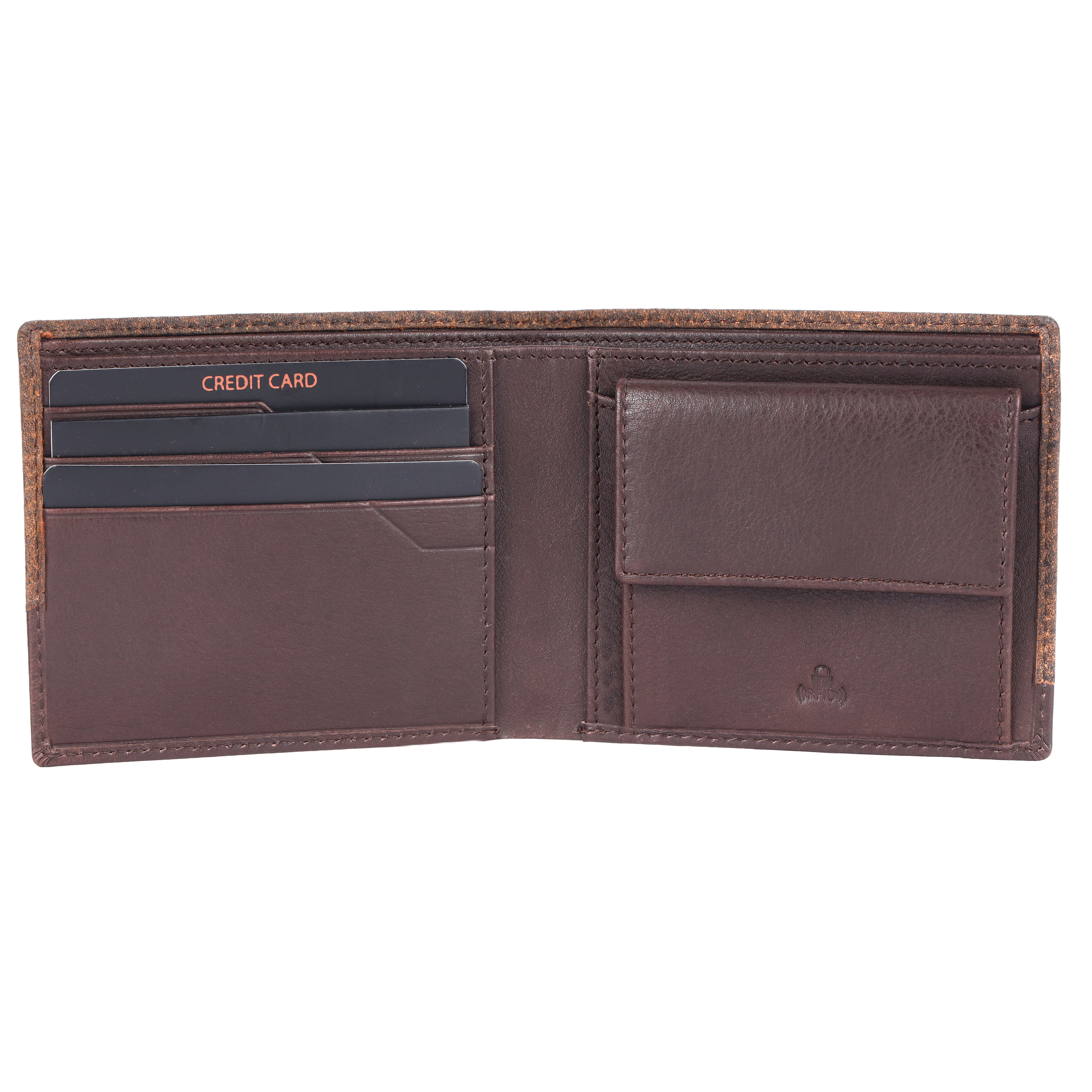 Finn Premium Genuine Leather Bi-Fold Wallet for Men with Coin Pocket - Brown