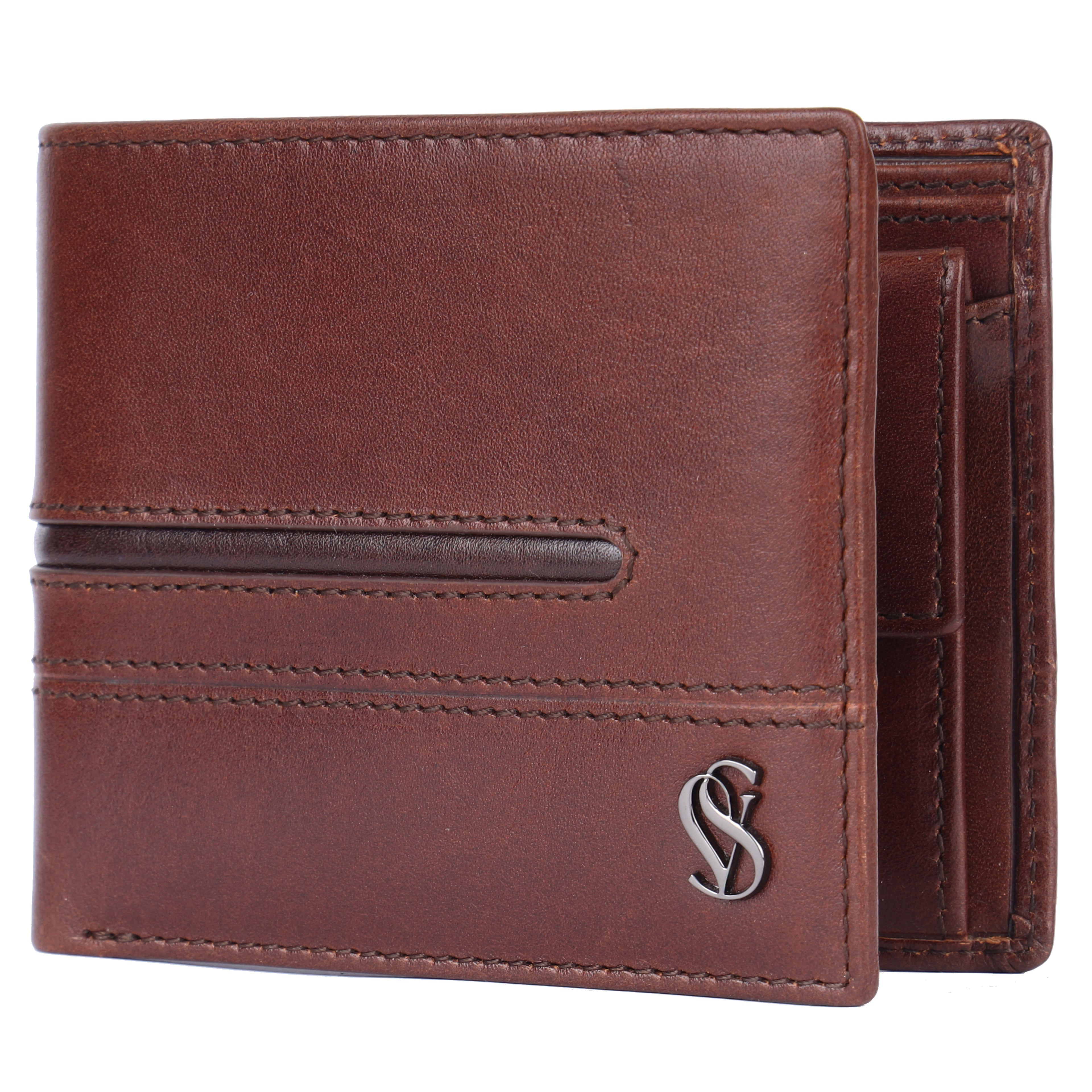 Liam Premium Genuine Leather Coin Pocket Wallet for Men | Brown & Tan