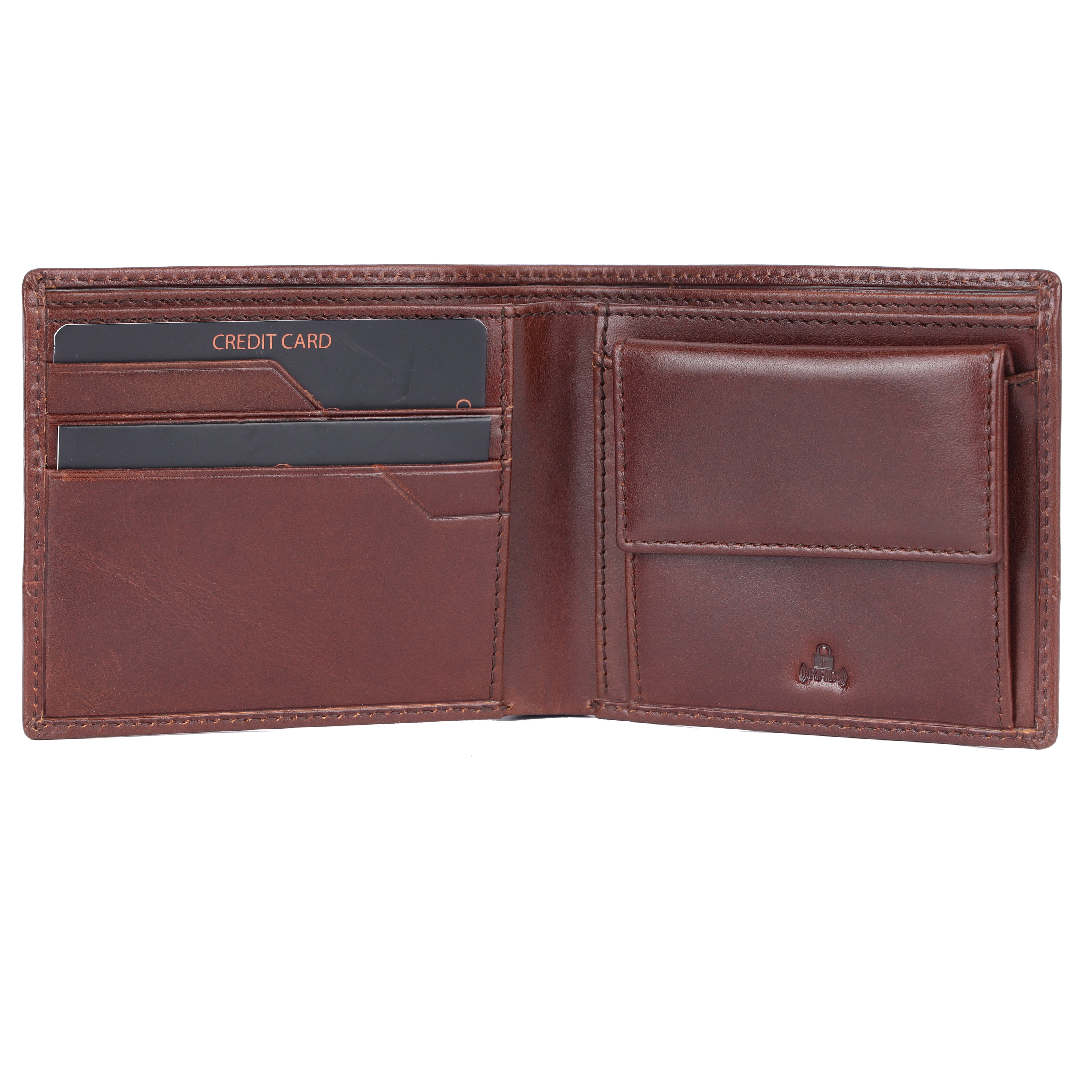Liam Premium Genuine Leather Coin Pocket Wallet for Men | Brown & Tan
