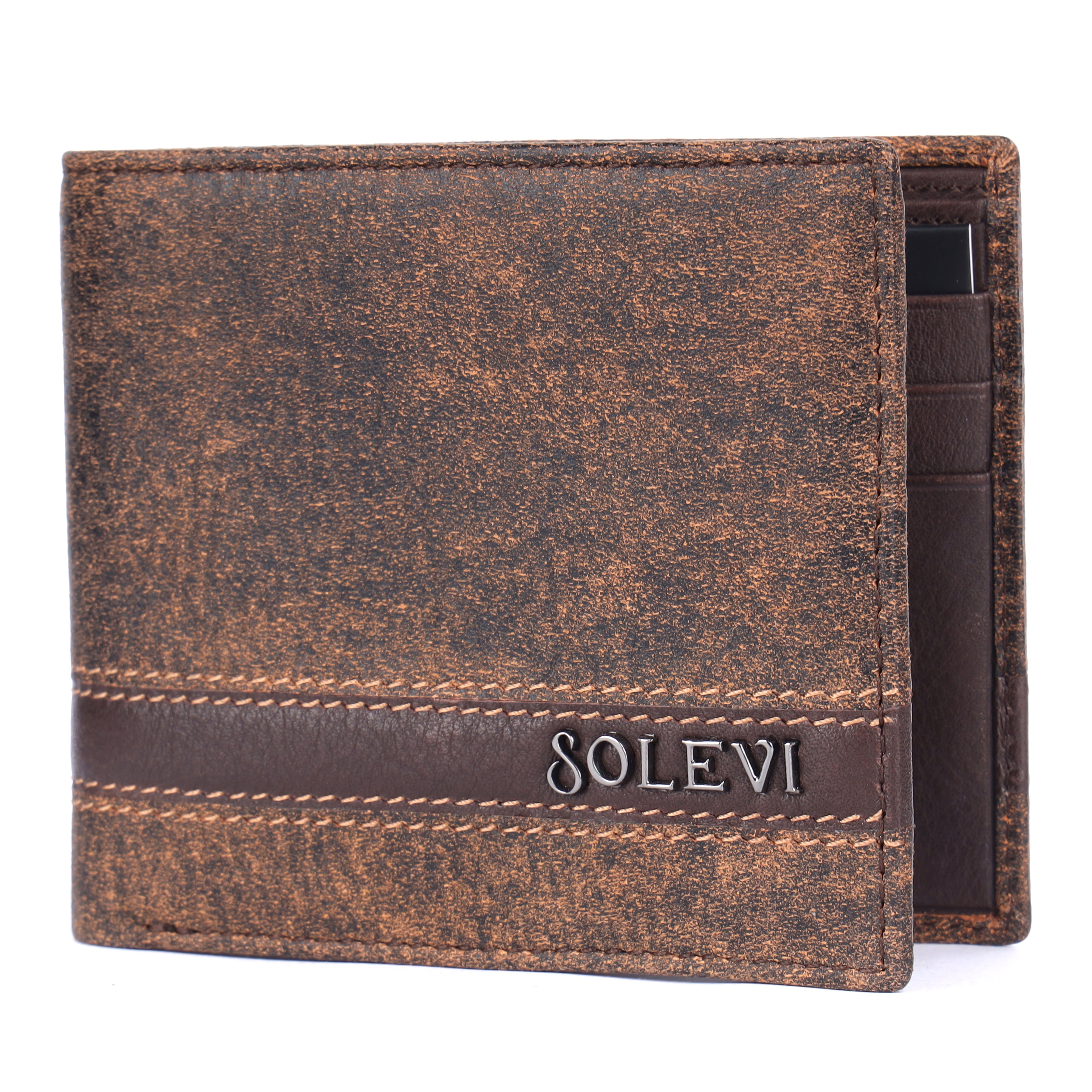 Limburg Slim Genuine Leather Bi-Fold Wallet for Men with Dual Side Card Slots | Brown Leather Wallet