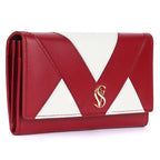 Rhenen Genuine Leather Flap Wallet for Women | Off White & Maroon