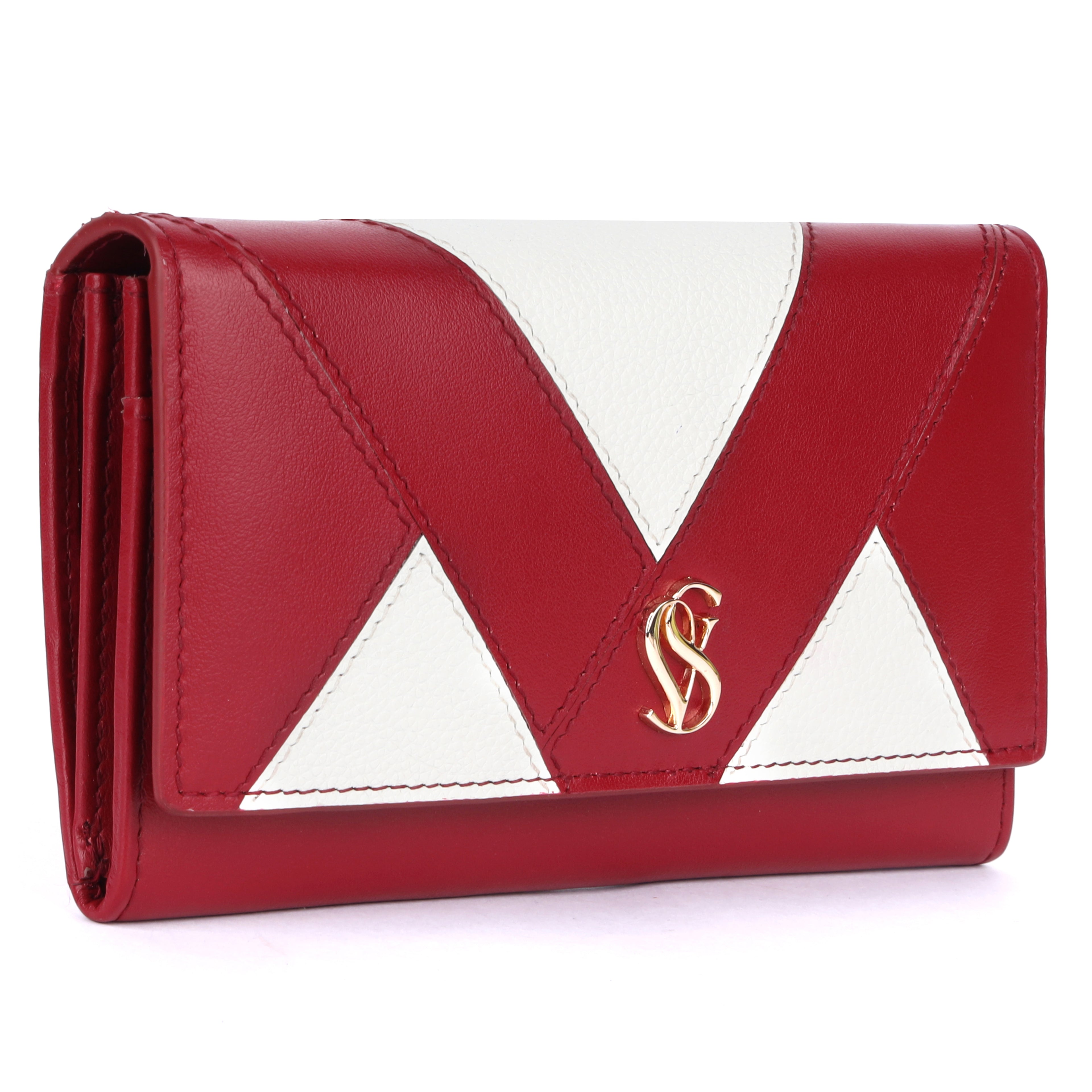 Rhenen Genuine Leather Flap Wallet for Women | Off White & Maroon