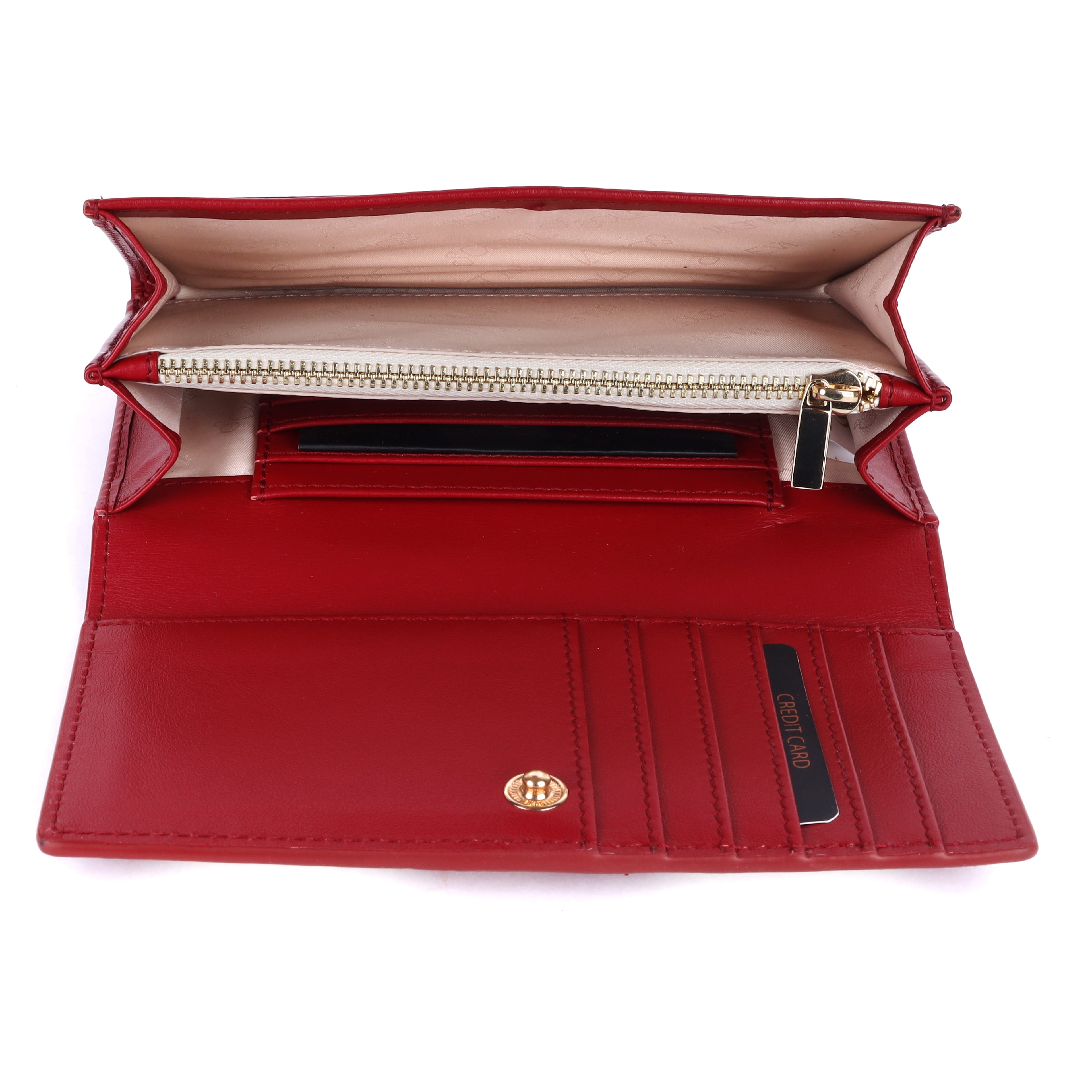 Rhenen Genuine Leather Flap Wallet for Women | Off White & Maroon