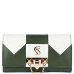Vianen Luxury Genuine Leather Wallet for Women | Off White & Olive Purse
