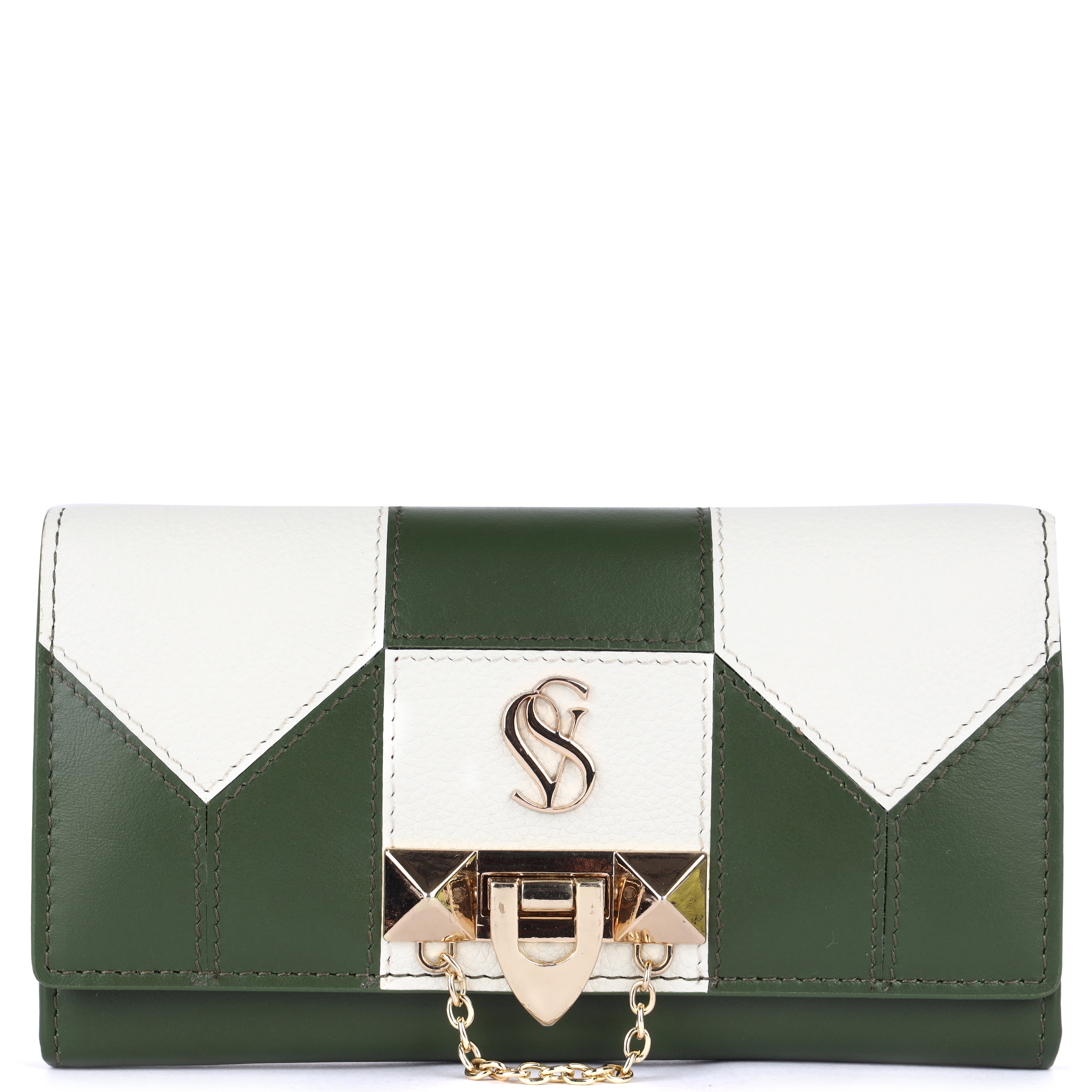 Vianen Luxury Genuine Leather Wallet for Women | Off White & Olive Purse