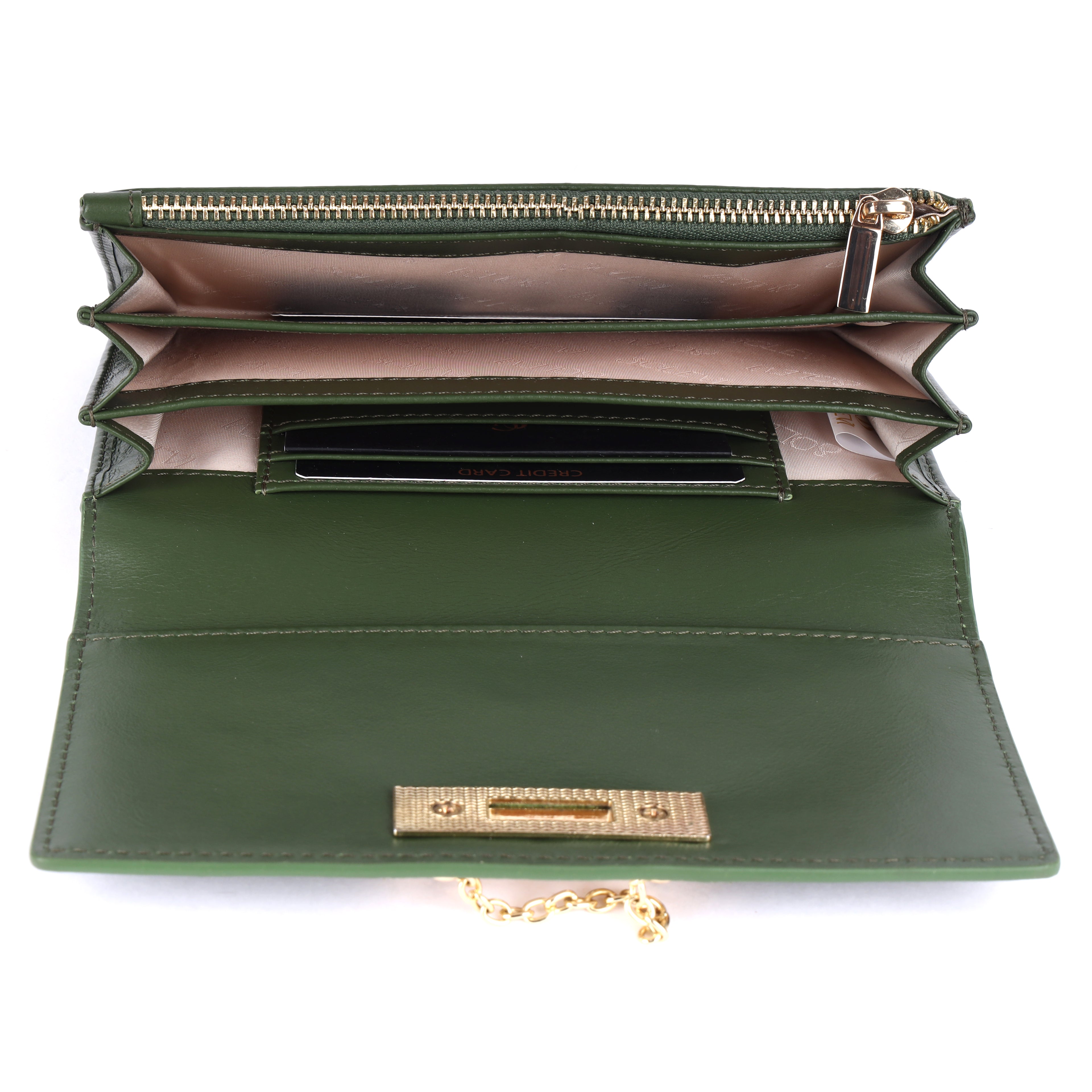 Vianen Luxury Genuine Leather Wallet for Women | Off White & Olive Purse