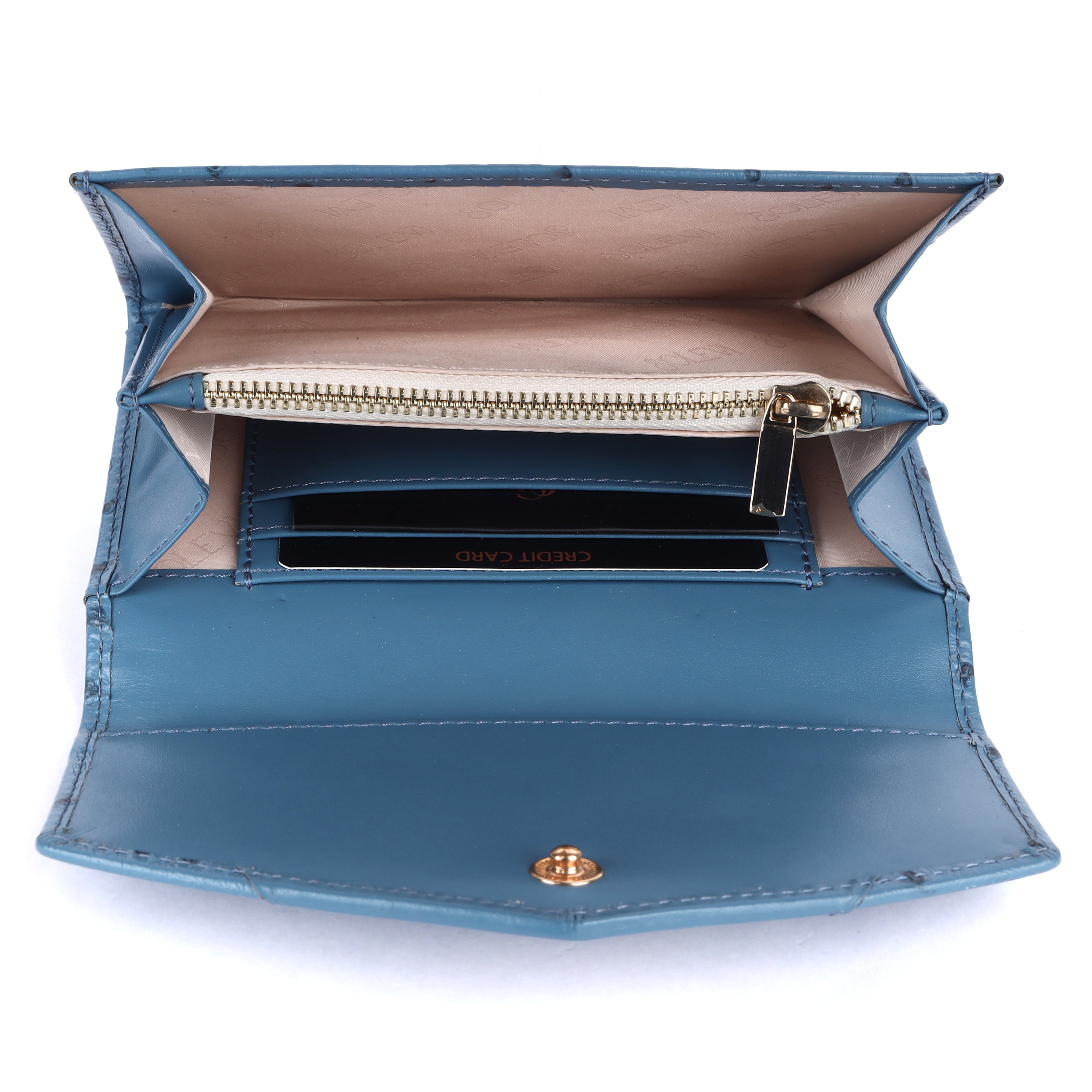 Almere Genuine Leather Wallet for Women | Vintage Blue Long Wallet