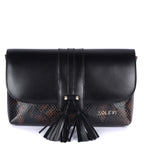 Harlin Genuine Leather Clutch for Women | Black & Olive Designer Clutch