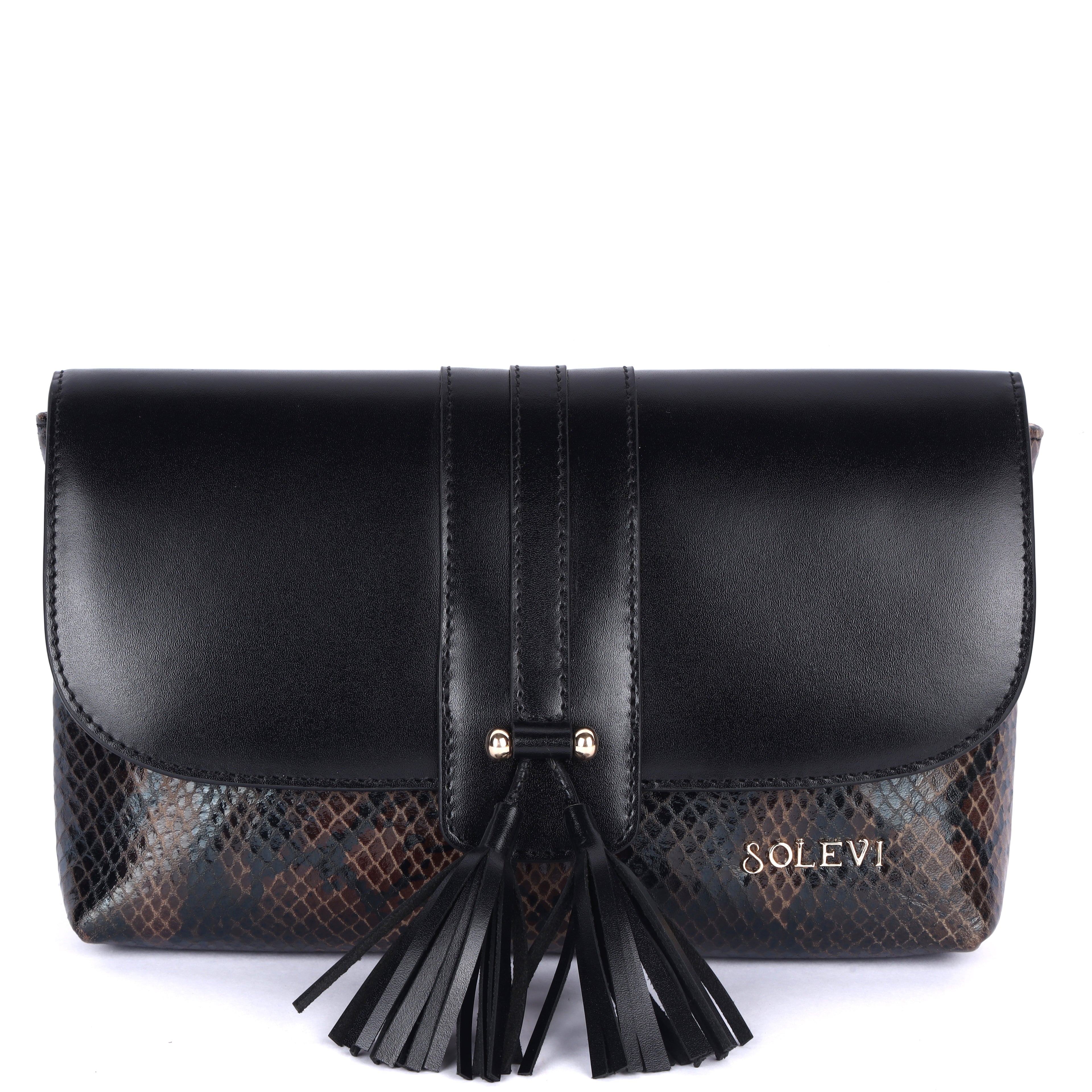 Harlin Genuine Leather Clutch for Women | Black & Olive Designer Clutch