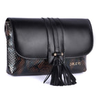 Harlin Genuine Leather Clutch for Women | Black & Olive Designer Clutch