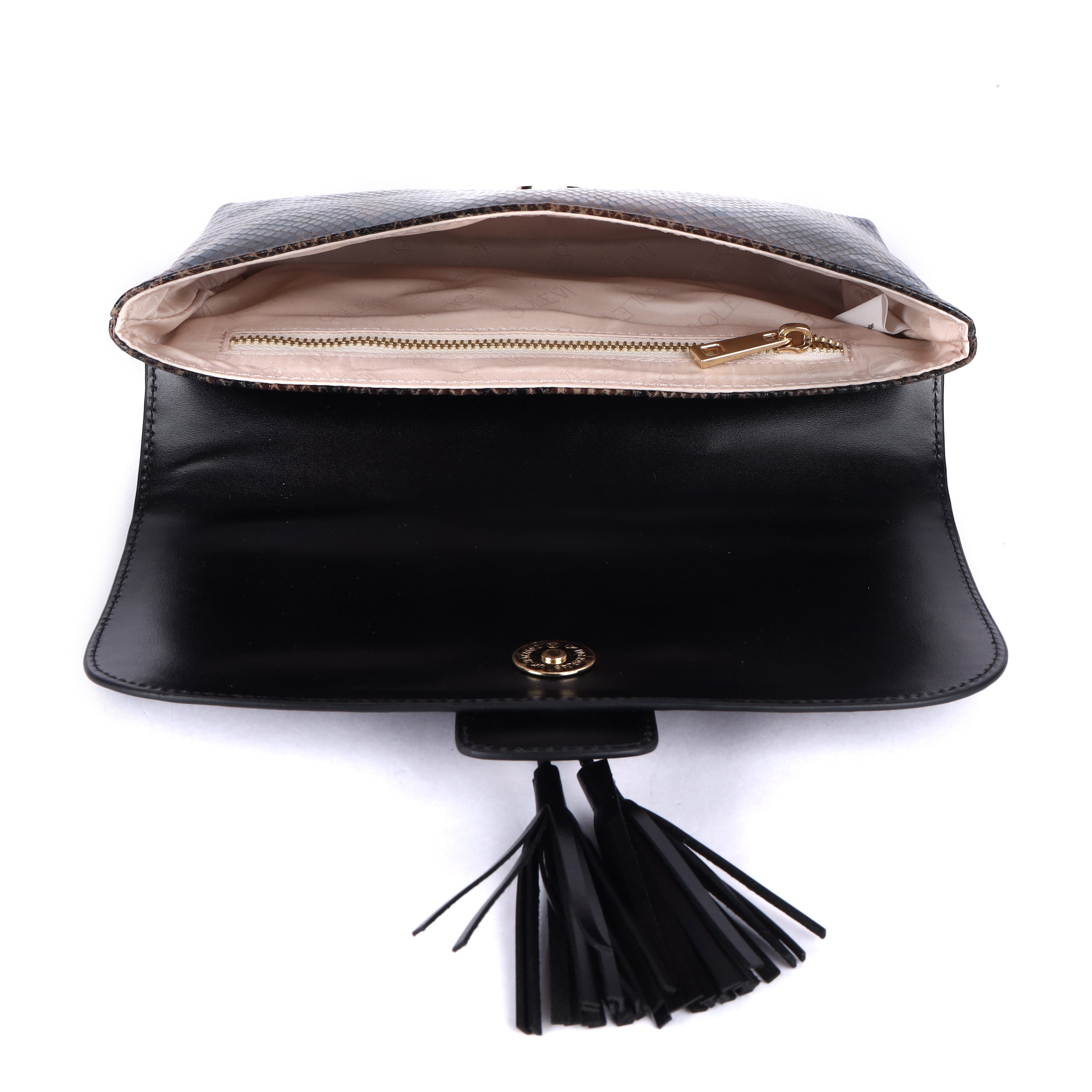 Harlin Genuine Leather Clutch for Women | Black & Olive Designer Clutch