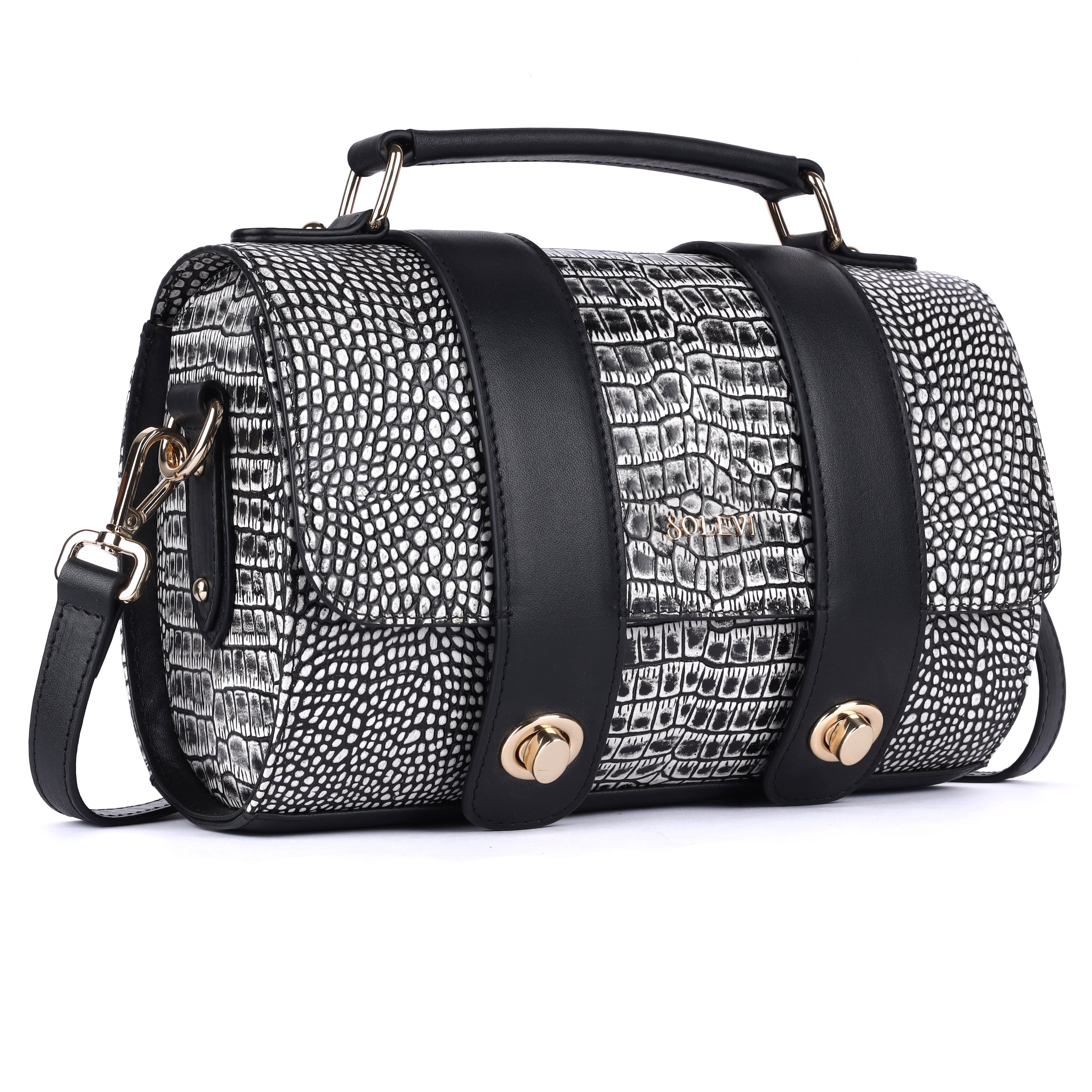 BRIENNA Genuine Leather Handbag for Women | Black Luxury Designer Bag