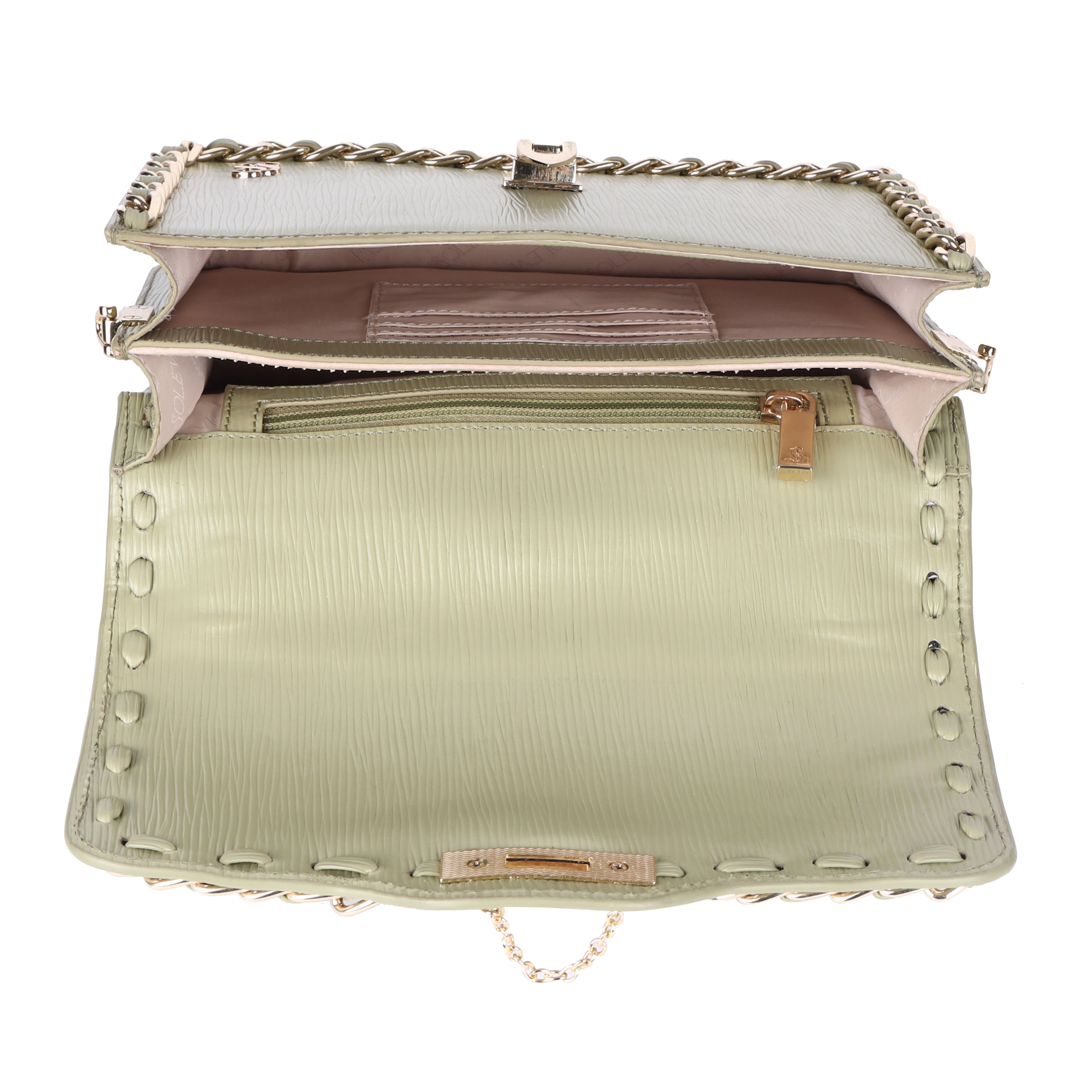 ELSY Genuine Leather Crossbody Bag for Women | Dark Pista Green Leather Bag