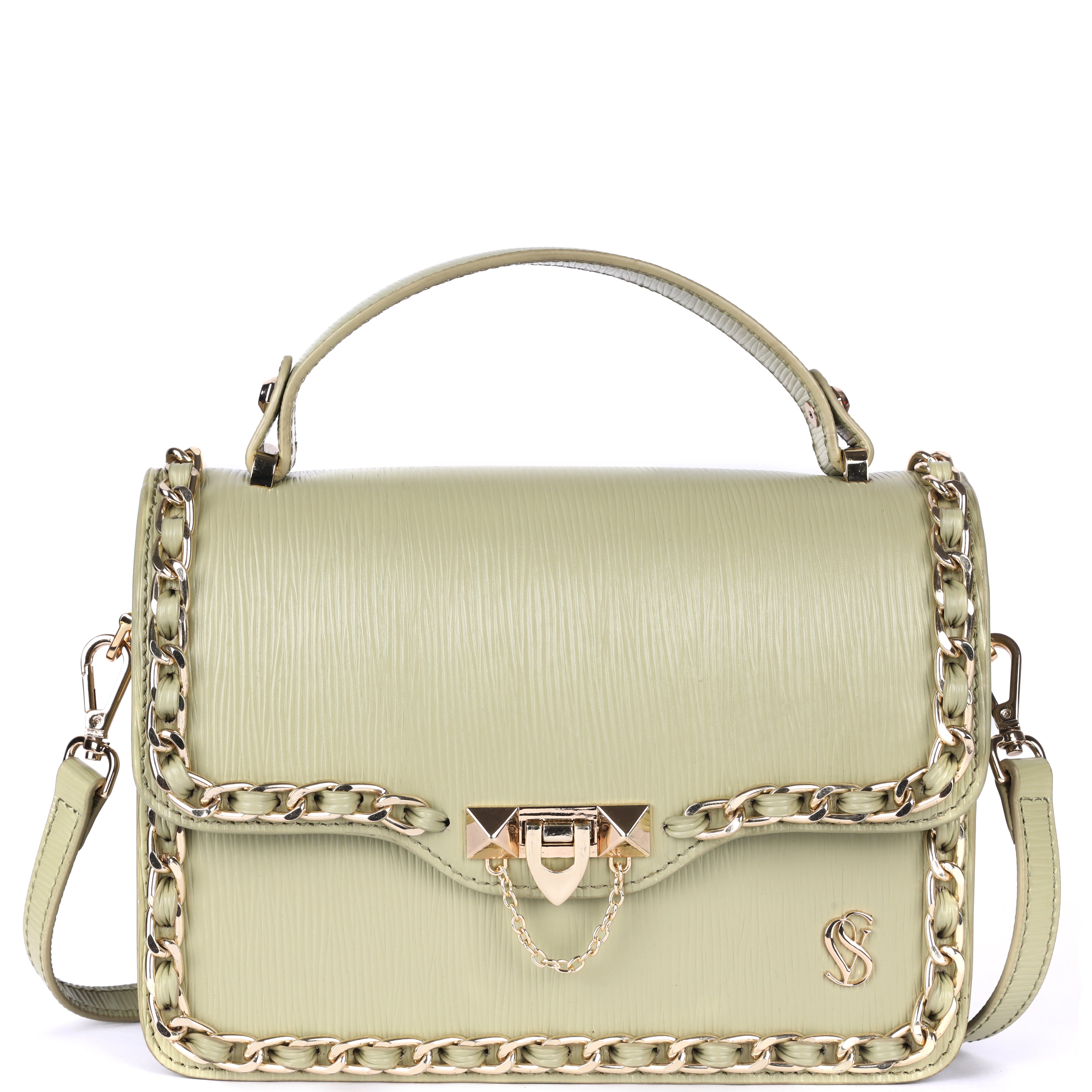 ELSY Genuine Leather Crossbody Bag for Women | Dark Pista Green Leather Bag