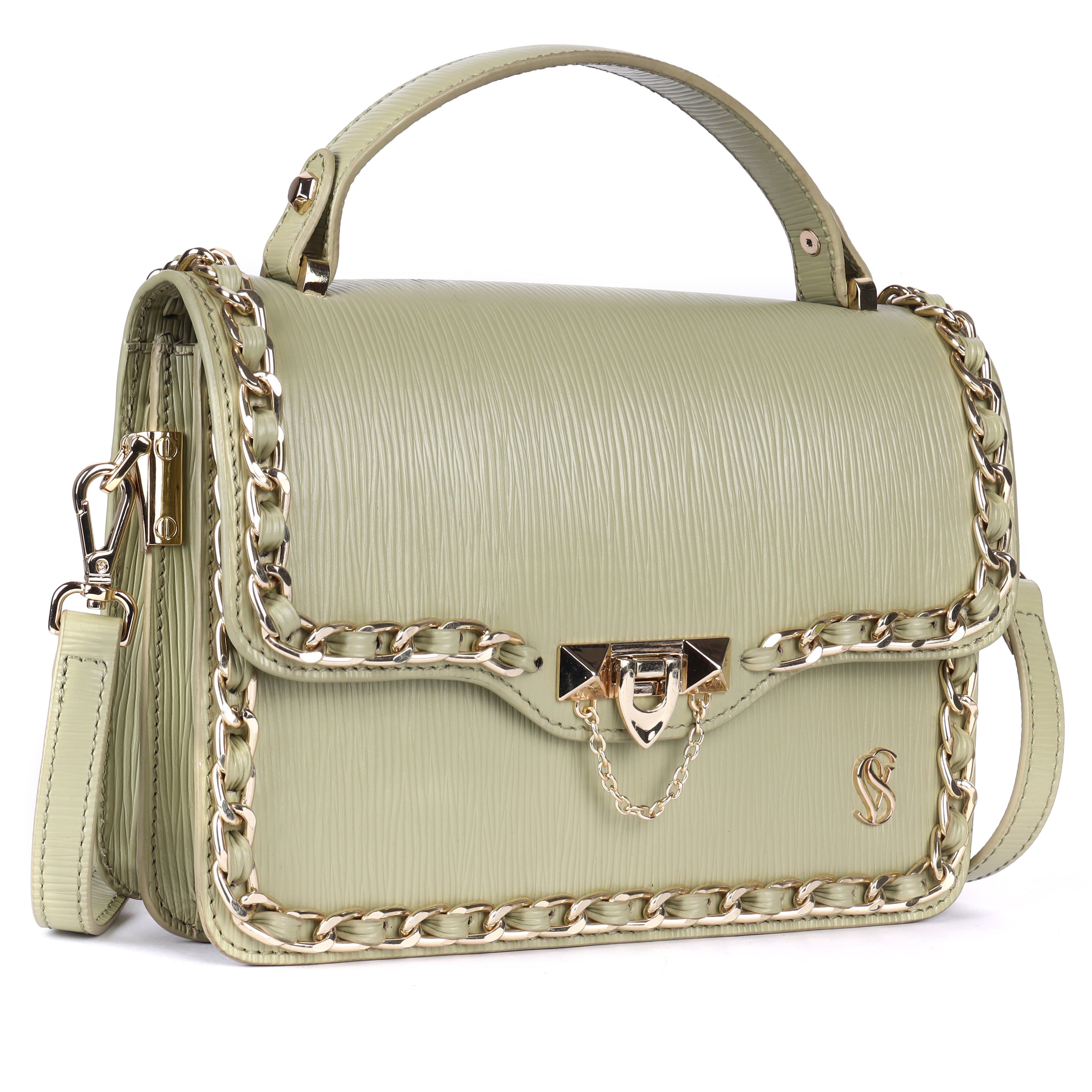 ELSY Genuine Leather Crossbody Bag for Women | Dark Pista Green Leather Bag