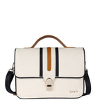 SAVINA Genuine Leather Handbag for Women | White, Mustard & Black Designer Bag