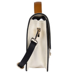 SAVINA Genuine Leather Handbag for Women | White, Mustard & Black Designer Bag