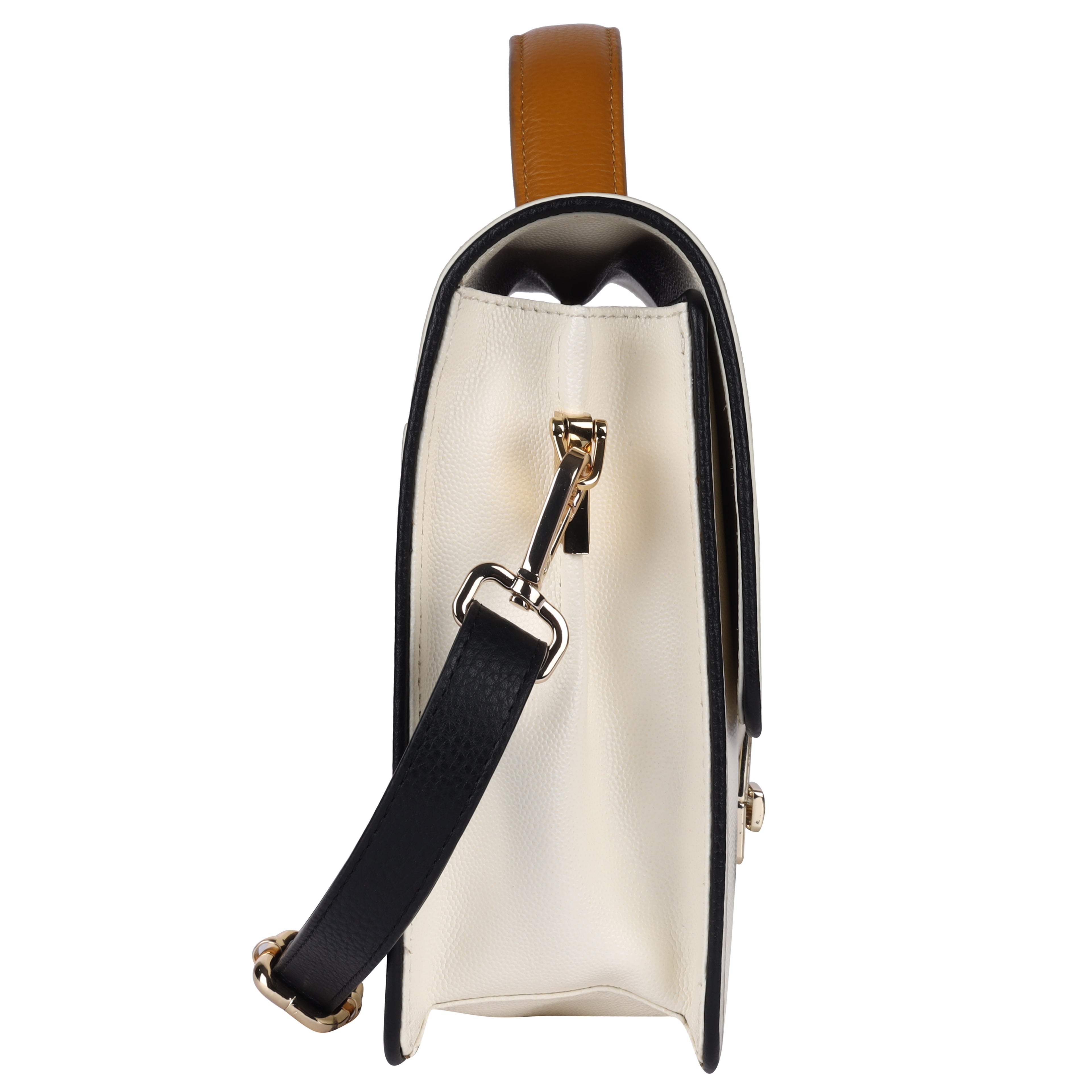 SAVINA Genuine Leather Handbag for Women | White, Mustard & Black Designer Bag
