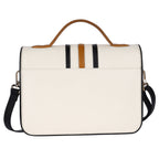 SAVINA Genuine Leather Handbag for Women | White, Mustard & Black Designer Bag