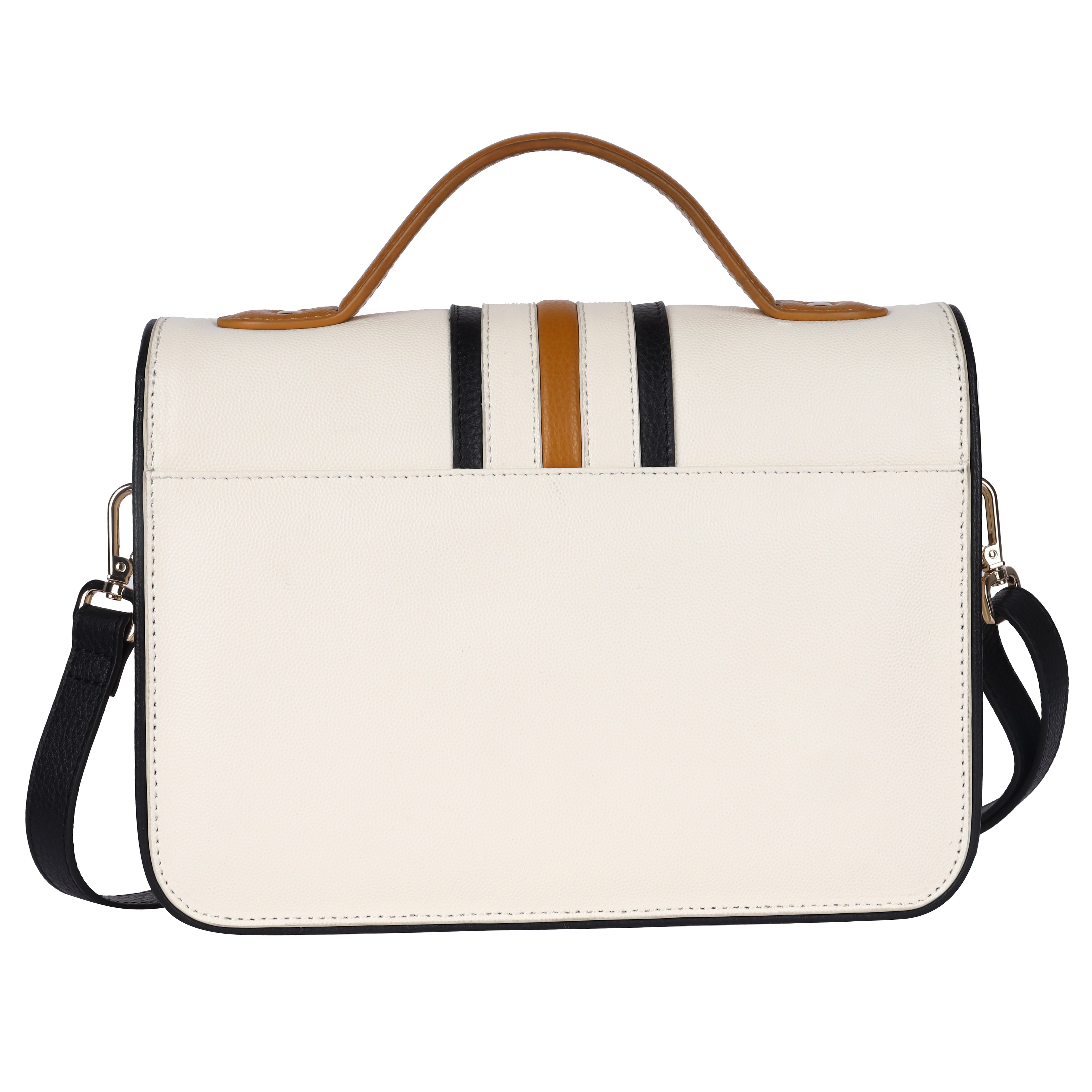 SAVINA Genuine Leather Handbag for Women | White, Mustard & Black Designer Bag