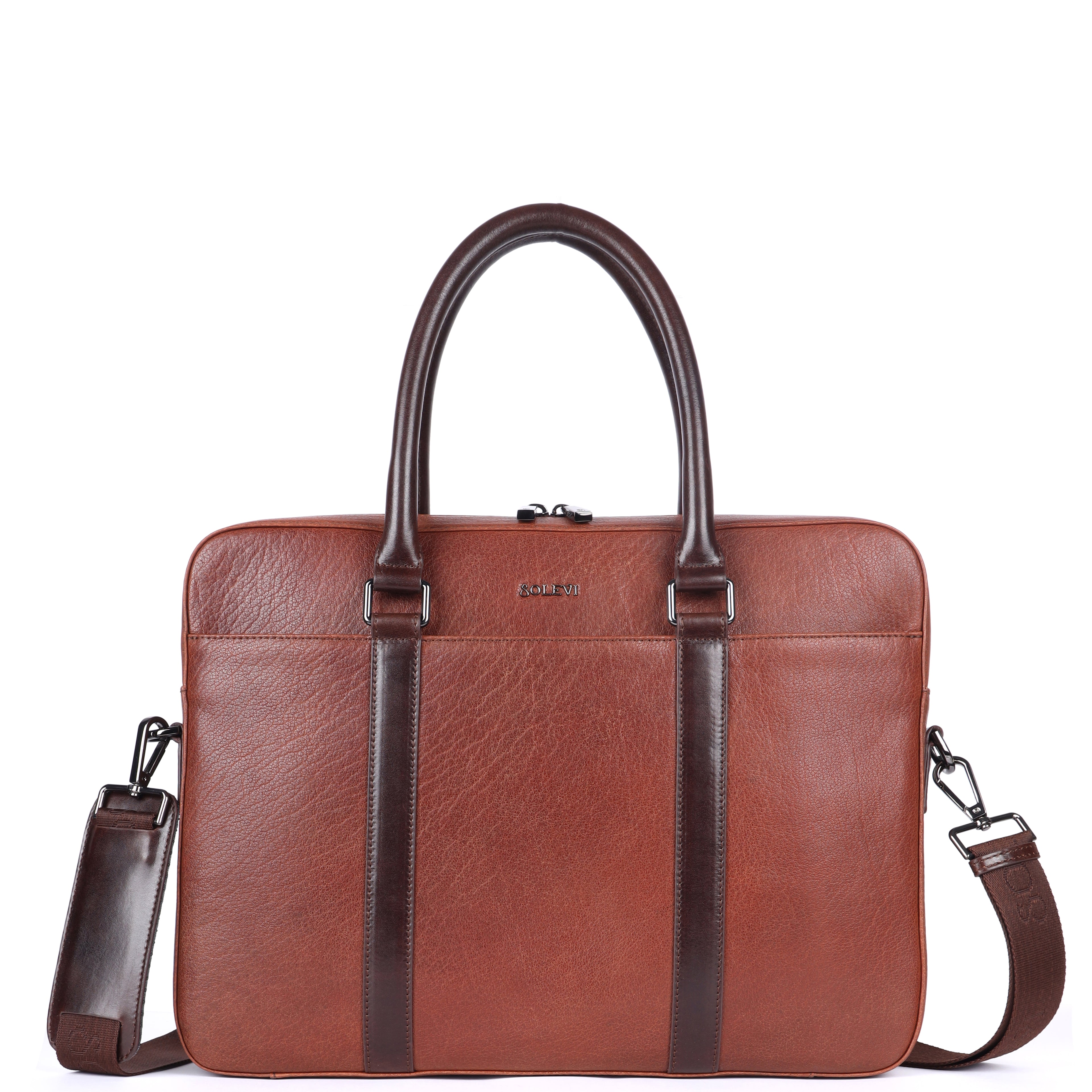 RIO Genuine Leather Laptop Bag for Men | Tan & Brown Executive Briefcase