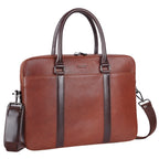 RIO Genuine Leather Laptop Bag for Men | Tan & Brown Executive Briefcase