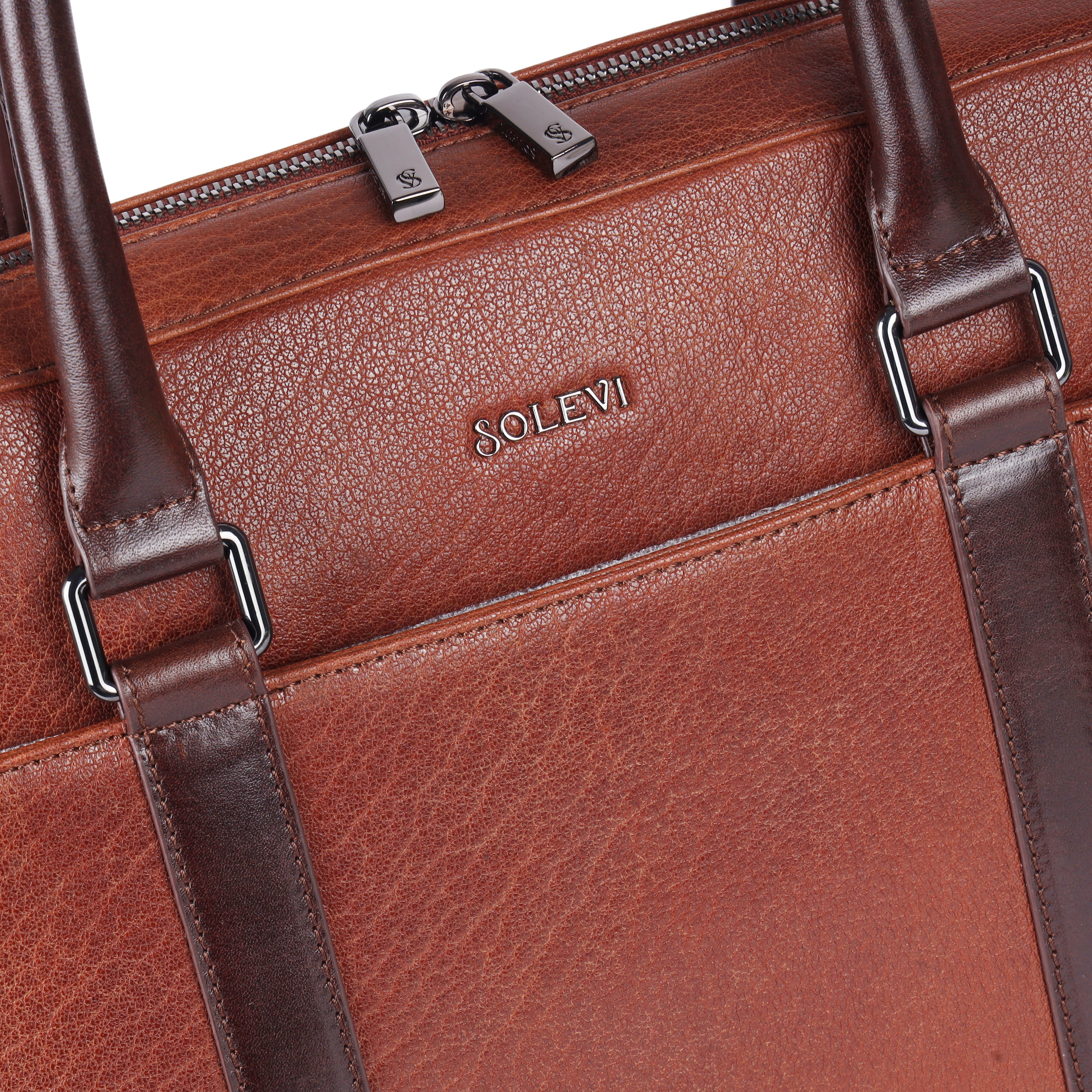 RIO Genuine Leather Laptop Bag for Men | Tan & Brown Executive Briefcase