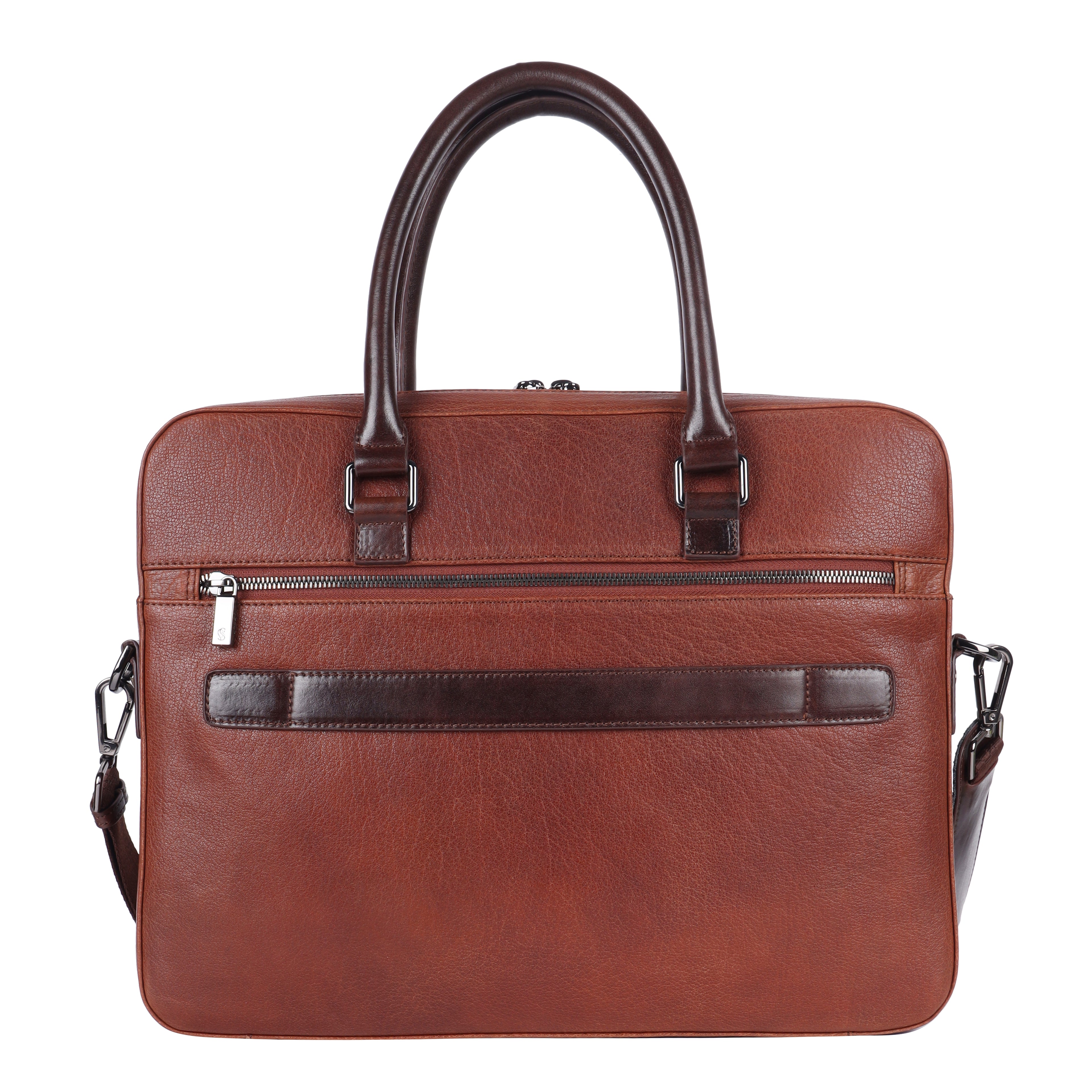 RIO Genuine Leather Laptop Bag for Men | Tan & Brown Executive Briefcase