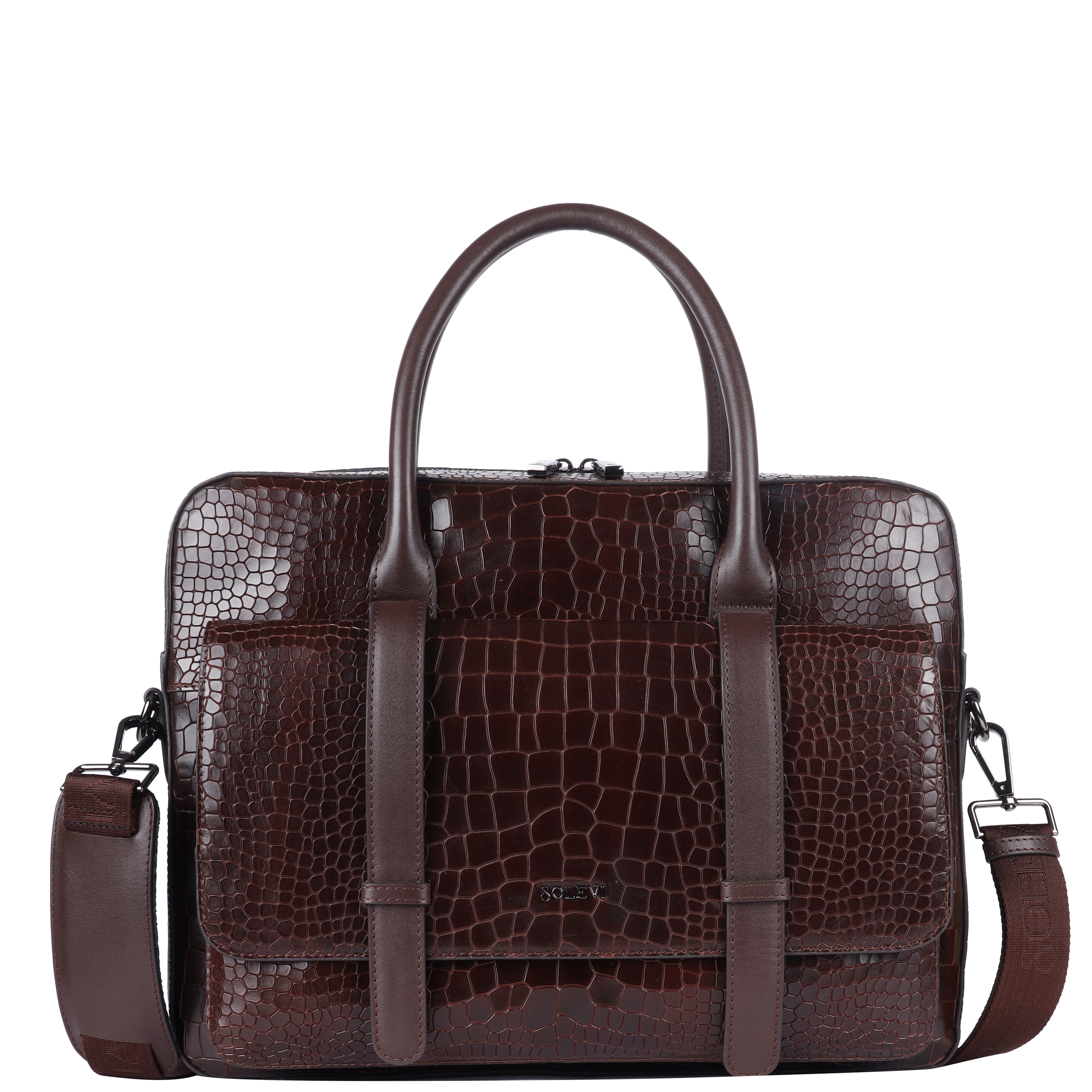 SHAUN Genuine Leather Laptop Bag for Men | Brown Executive Office Bag