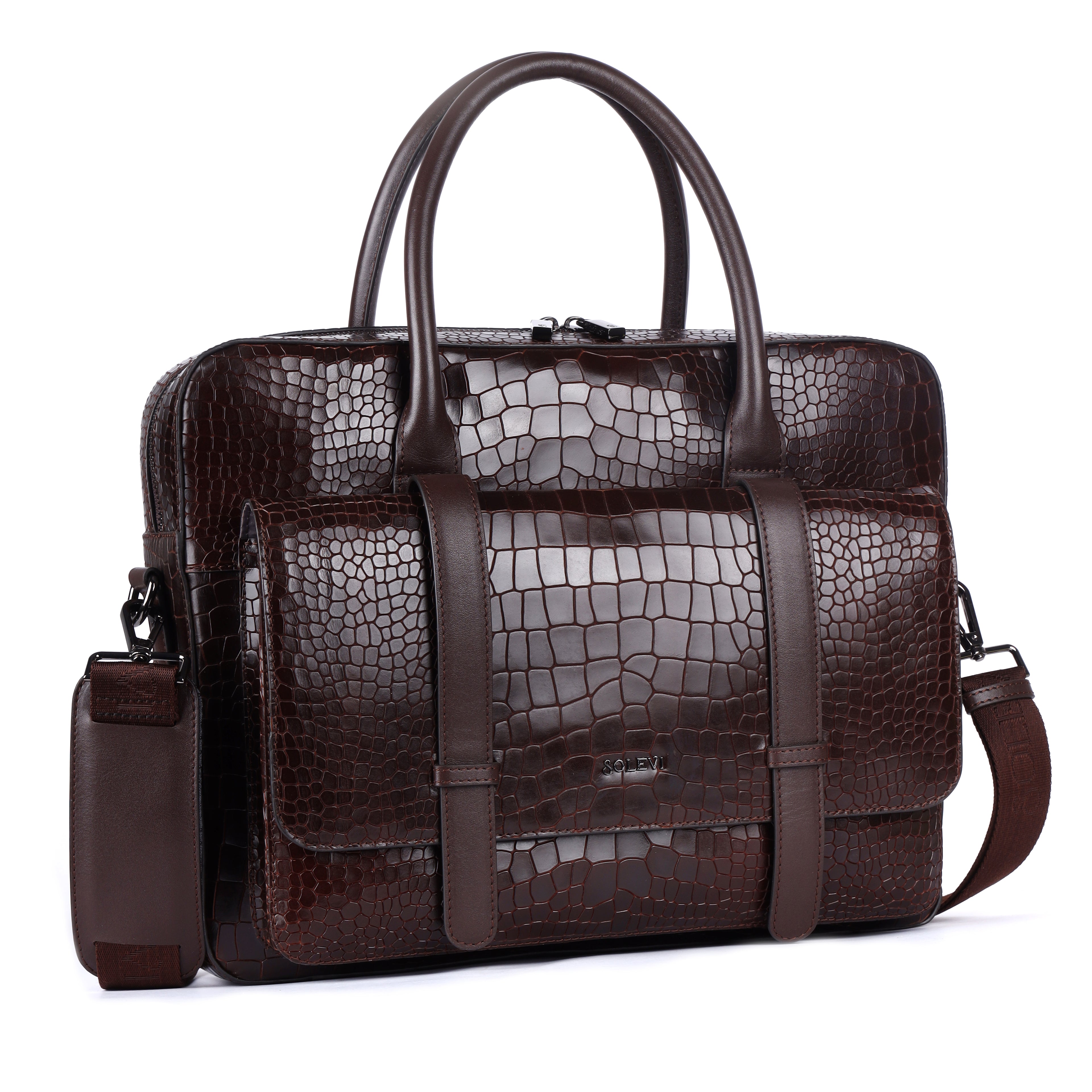 SHAUN Genuine Leather Laptop Bag for Men | Brown Executive Office Bag
