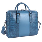Regent Genuine Leather Clutch Bag for Women – Vintage Blue Croc Leather Evening Bag