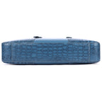 Regent Genuine Leather Clutch Bag for Women – Vintage Blue Croc Leather Evening Bag
