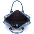 Regent Genuine Leather Clutch Bag for Women – Vintage Blue Croc Leather Evening Bag