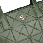 Hailey Premium Genuine Leather Shopper Tote Bag for Women in Olive | Spacious Luxury Leather Handbag with Gold Hardware